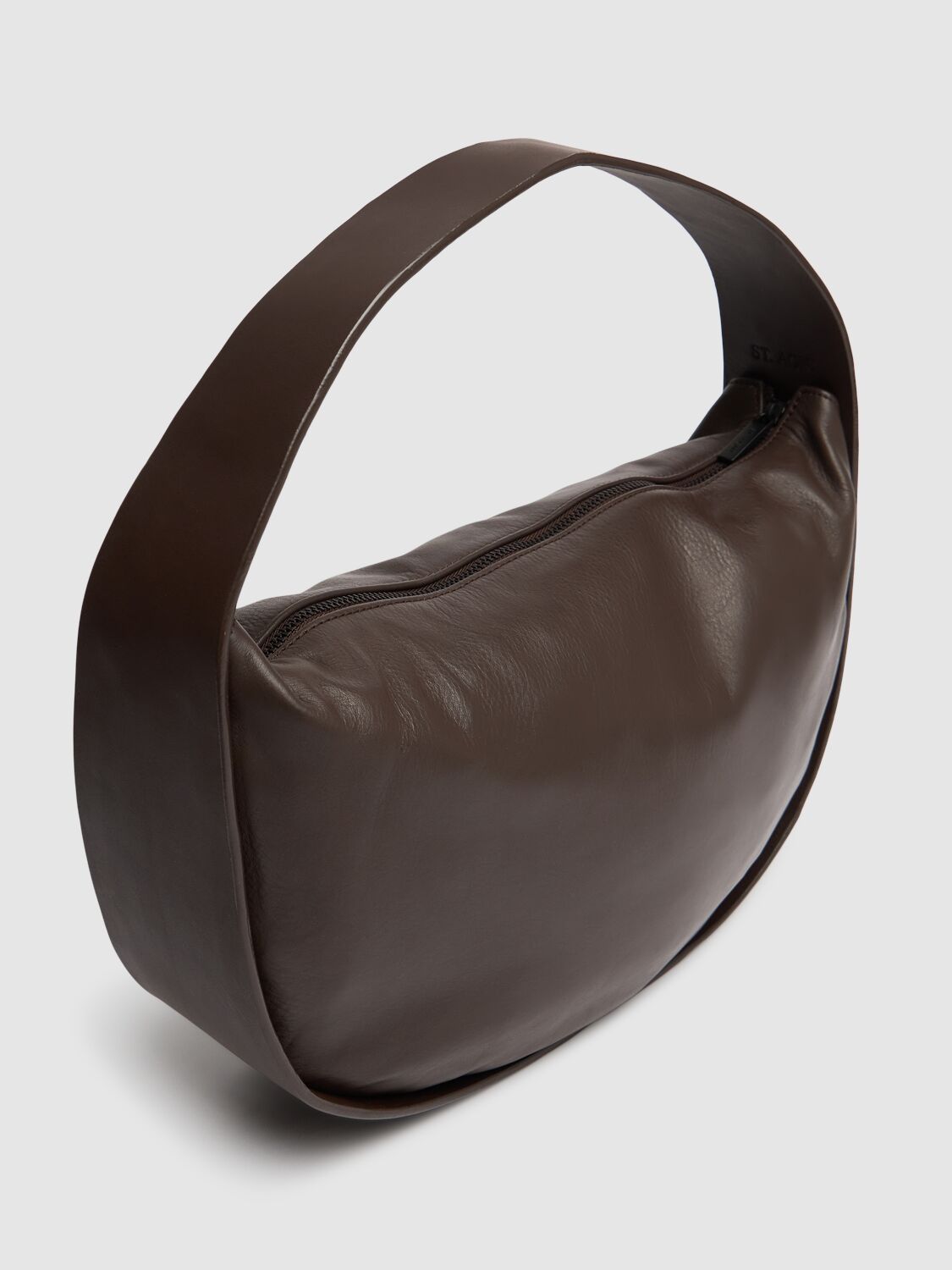 Shop St.agni Soft Arc Leather Tote Bag In Chocolate