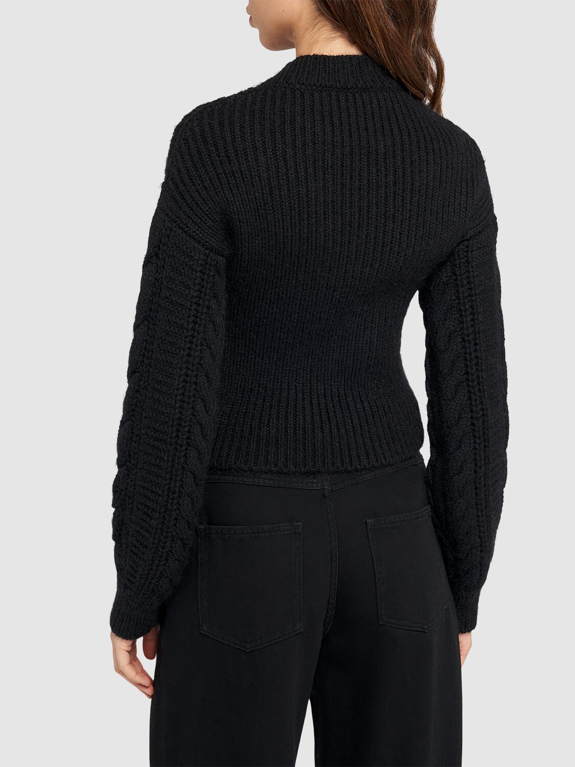 Shop Moncler Embroidered Mohair Blend Sweater In Black