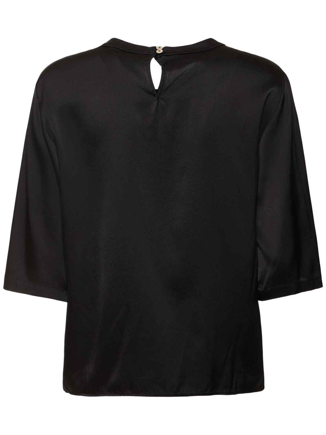 Shop Forte Forte Stretch Heavy Silk Satin T-shirt In Black