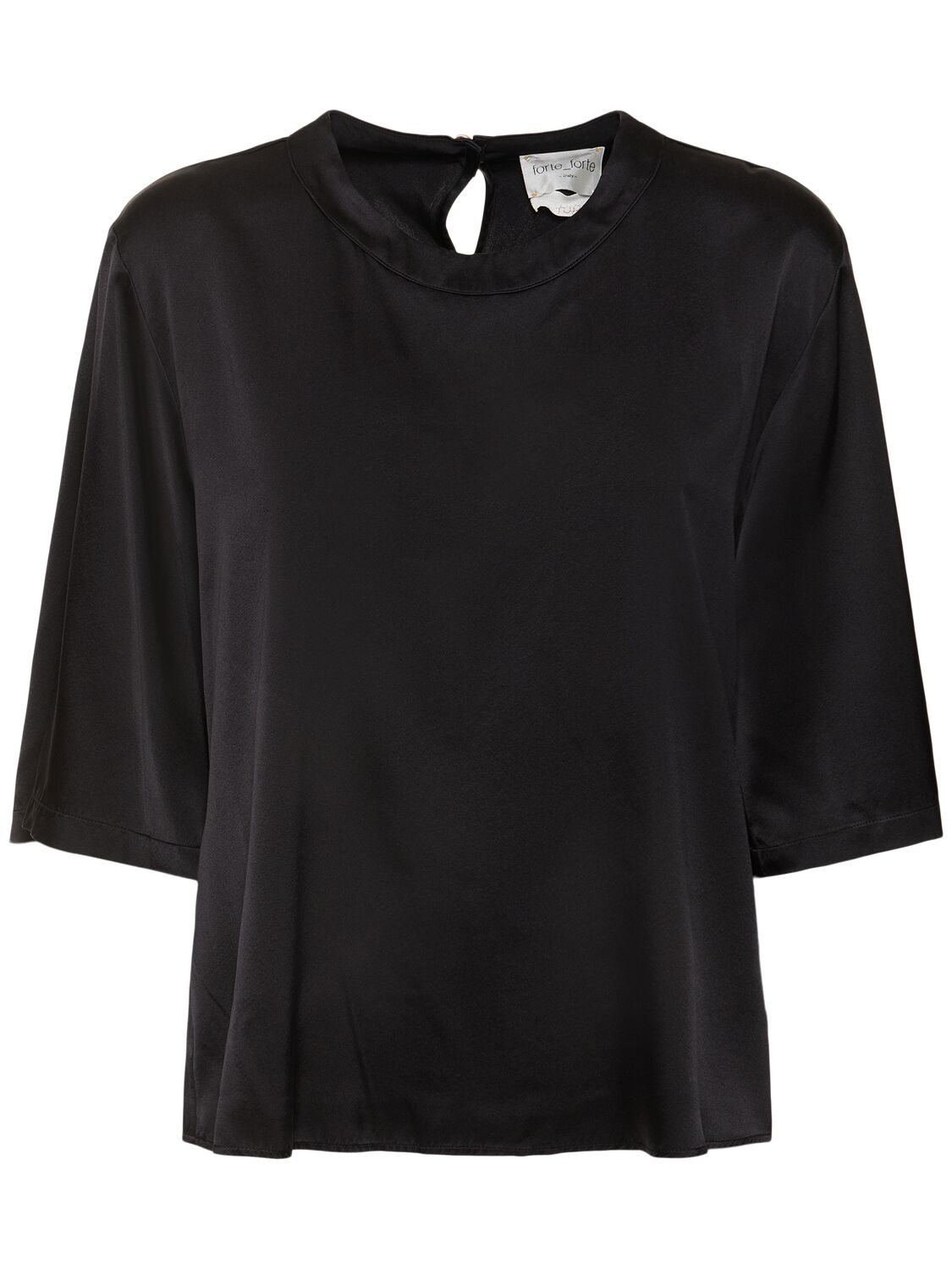 Forte Forte Stretch Heavy Silk Satin T-shirt In Black