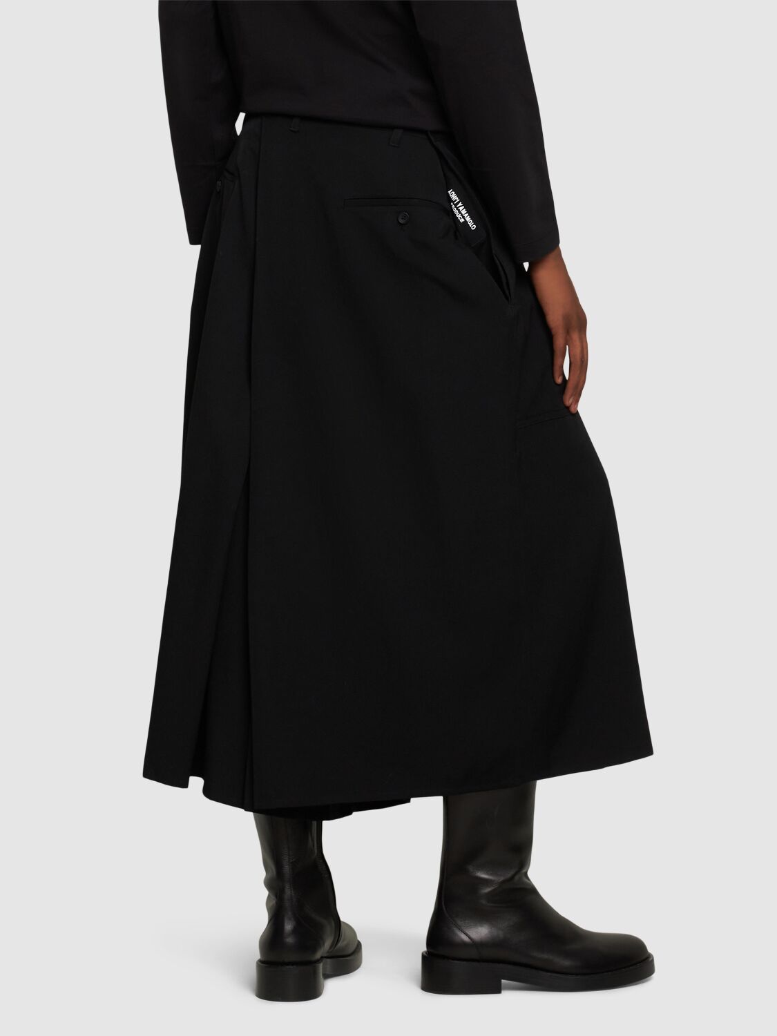 Shop Yohji Yamamoto Hakama Pleated Skirt Pants In Black