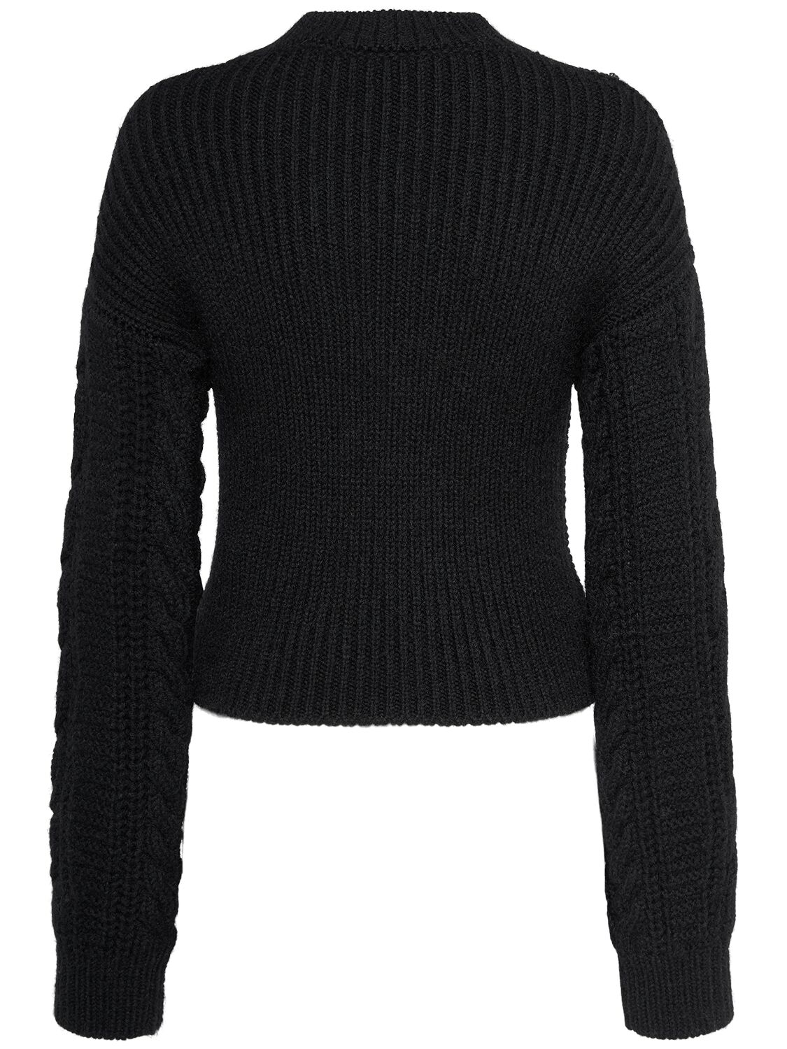 Shop Moncler Embroidered Mohair Blend Sweater In Black