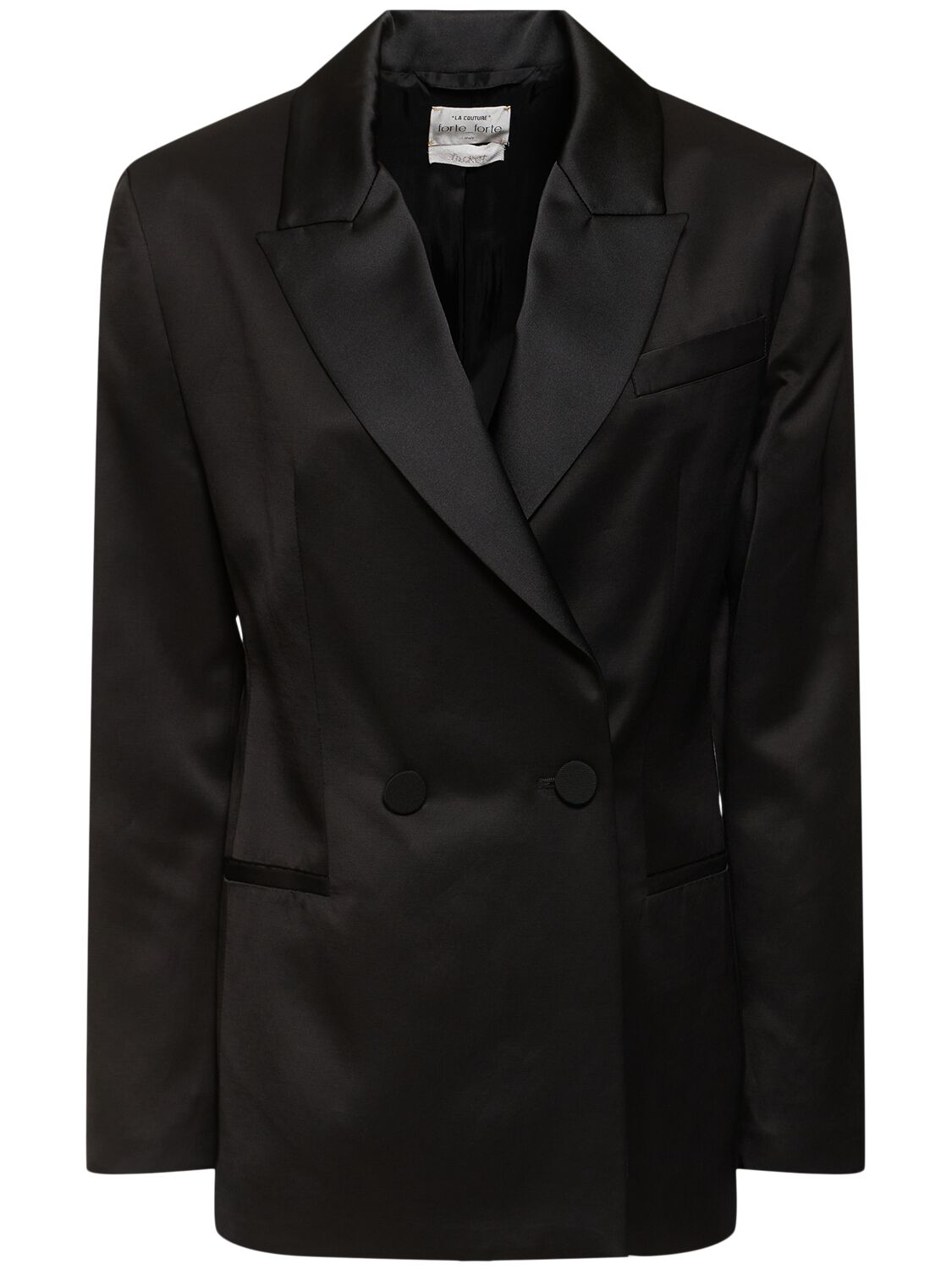 Forte Forte Viscose & Wool Faille Tuxedo Jacket In Black