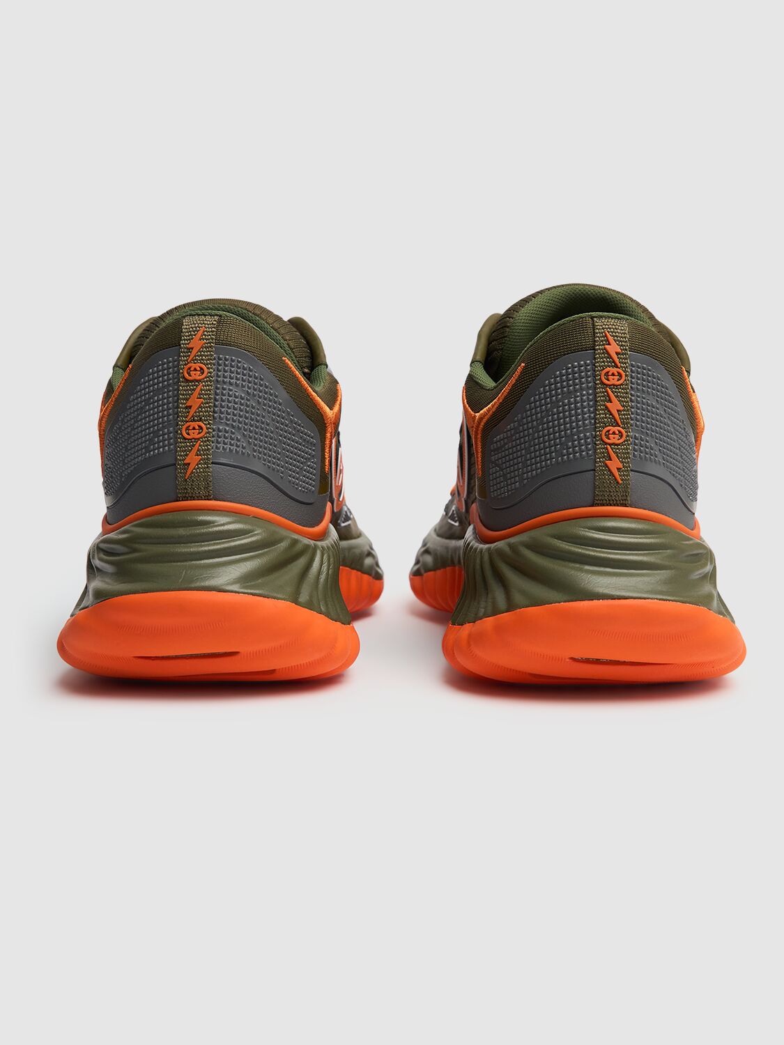 Shop Gucci Ripple Splash Fabric Sneakers In Khaki/orange