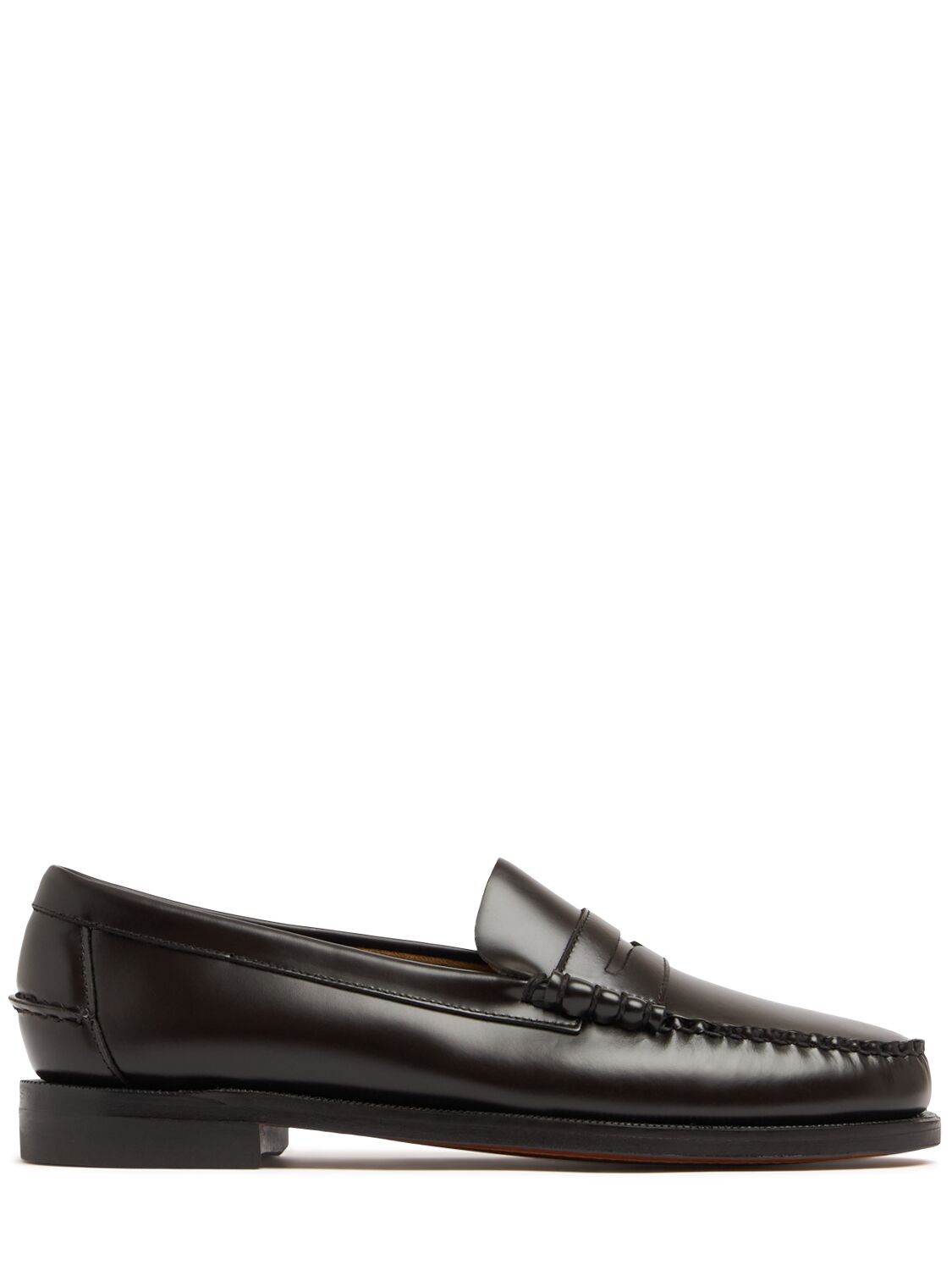 Shop Sebago Classic Dan Smooth Leather Loafers In Dk Coffee