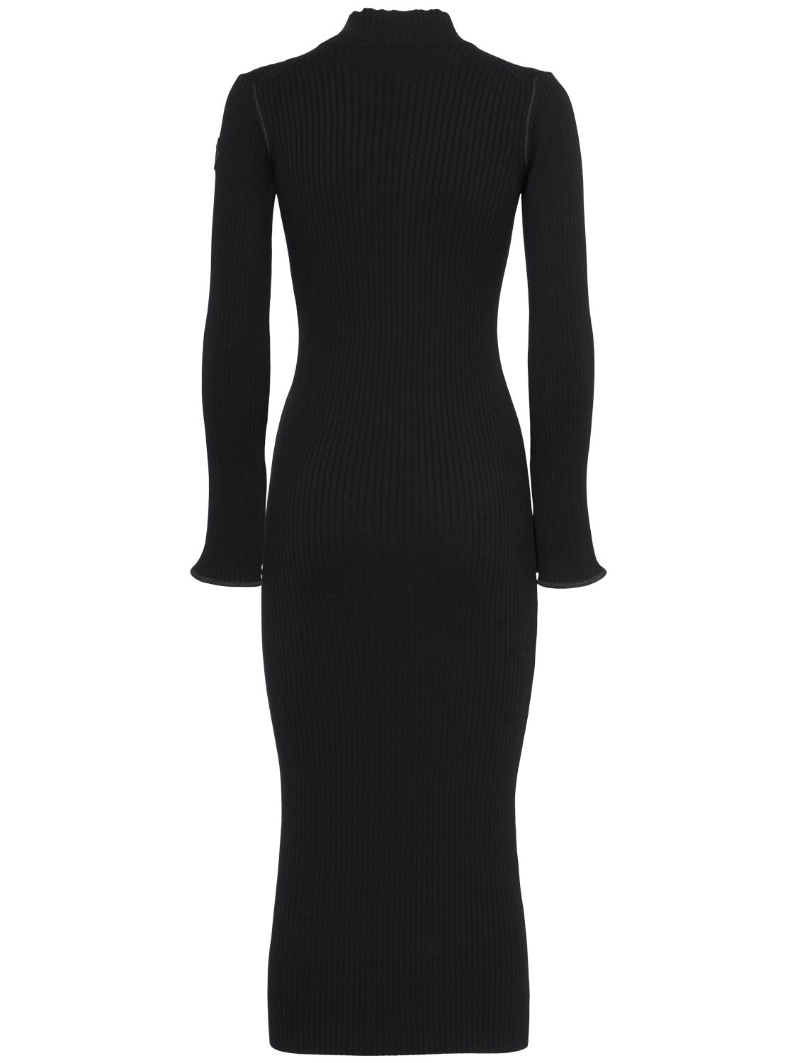 Shop Moncler Wool Blend Midi Dress In Black