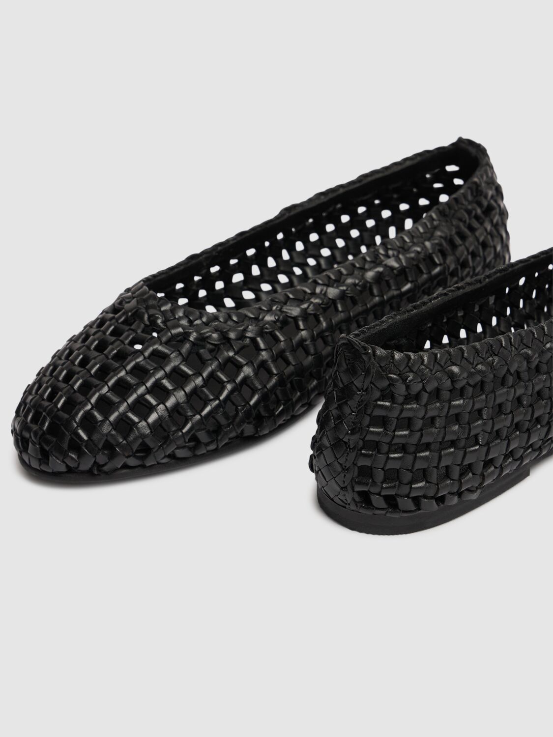 St.agni 5mm Macramé Mesh Ballerina Flats In Black