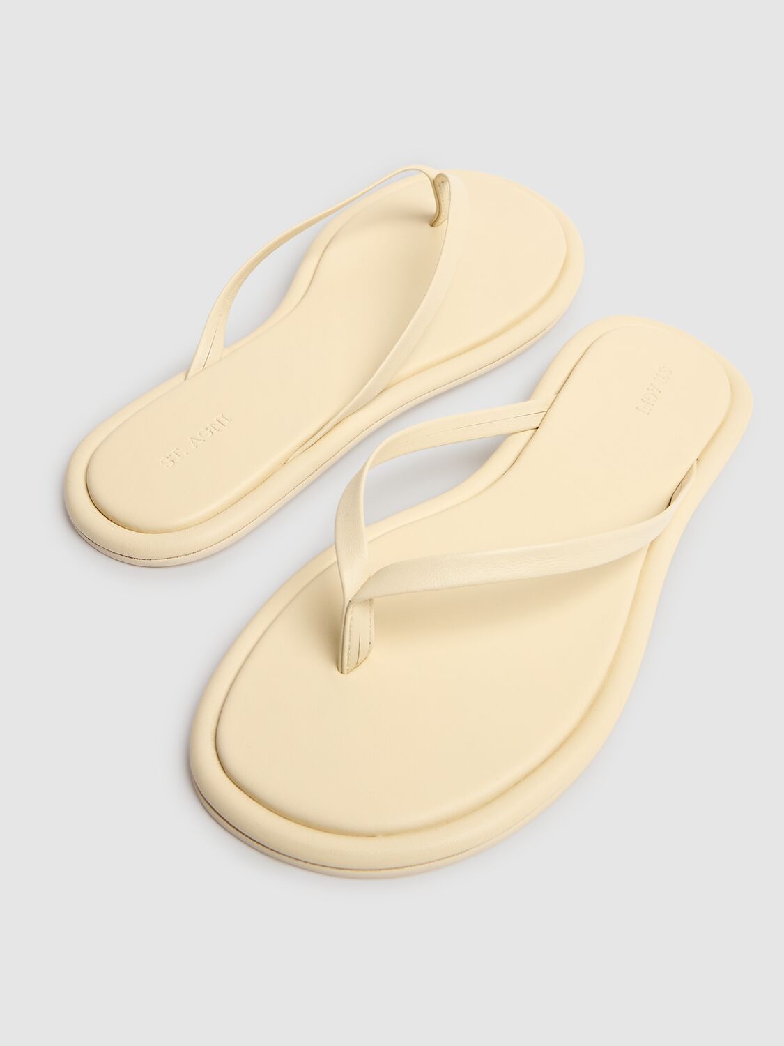 Shop St.agni 5mm Leather Flip Flop Sandals In Butter