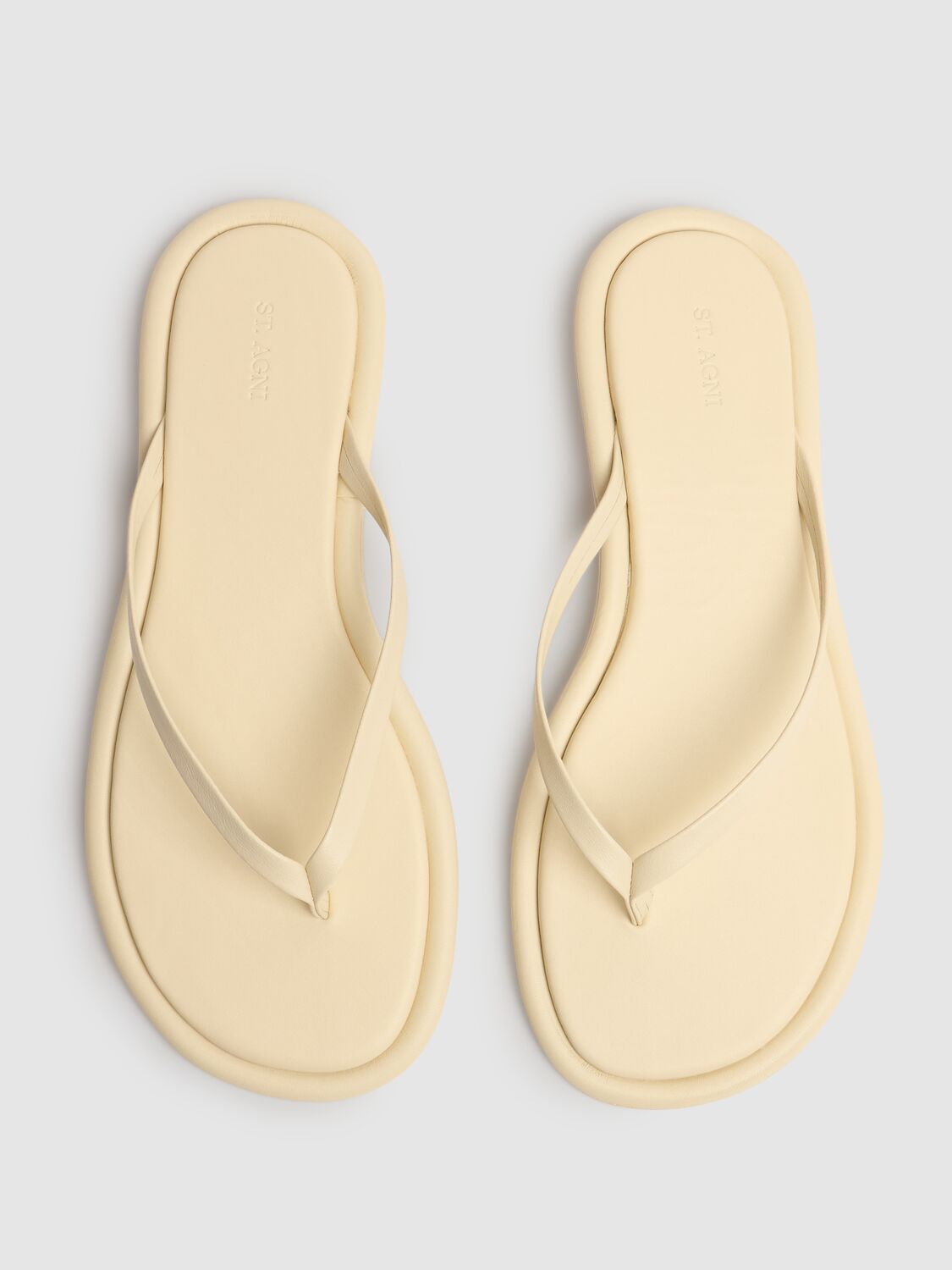 Shop St.agni 5mm Leather Flip Flop Sandals In Butter