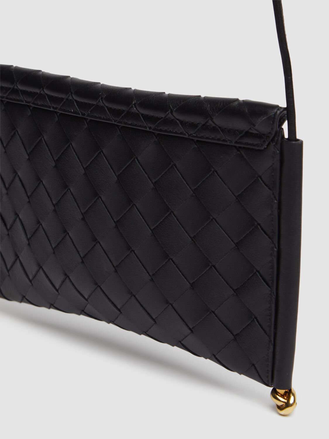 Shop Bottega Veneta Solstice Horizontal Leather Phone Pouch In Black