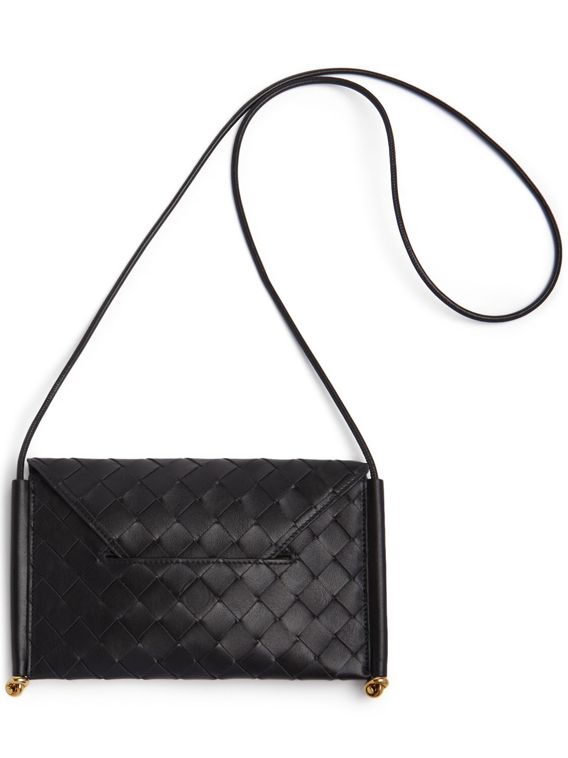 Shop Bottega Veneta Solstice Horizontal Leather Phone Pouch In Black