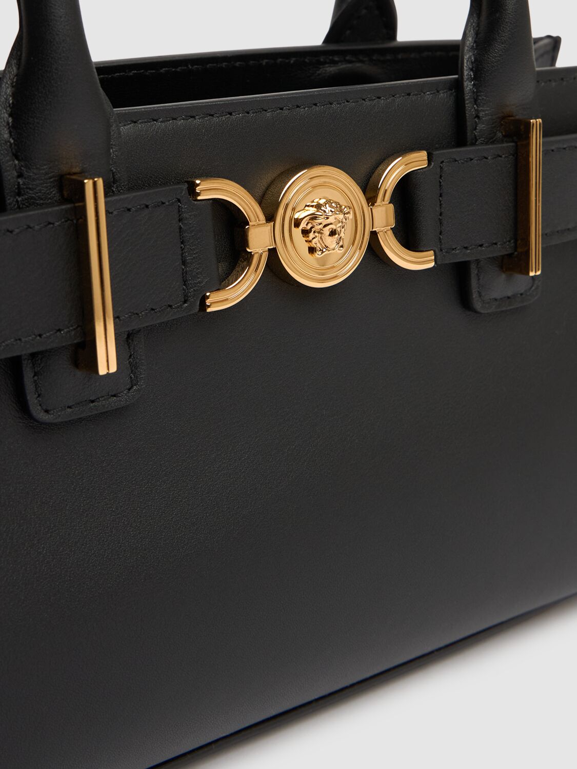 Shop Versace Small Medusa '95 Leather Tote Bag In Black