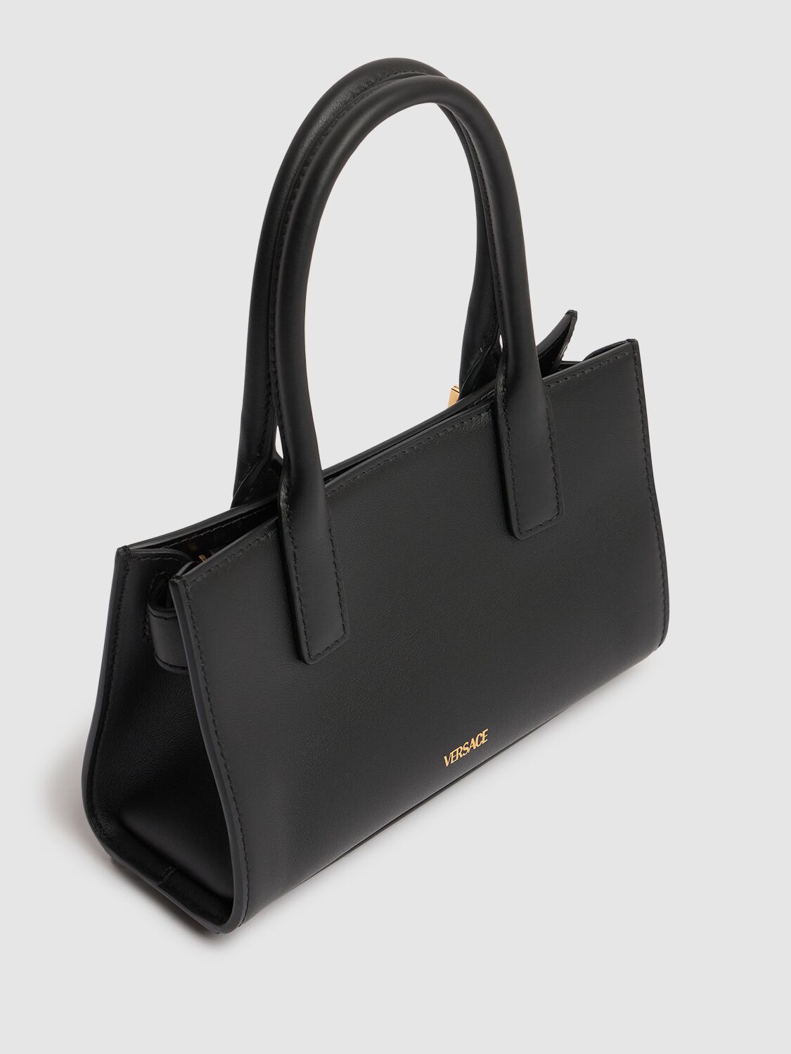 Shop Versace Small Medusa '95 Leather Tote Bag In Black