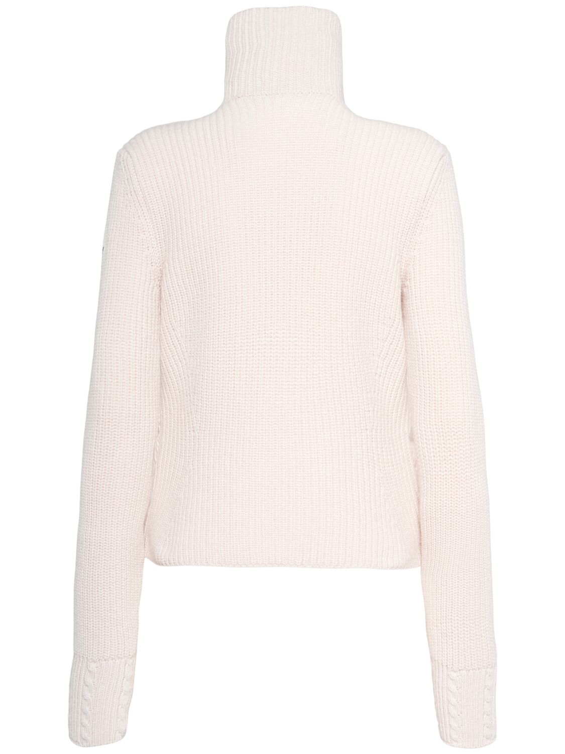 Shop Moncler Padded Virgin Wool Blend Down Cardigan In Light Pink