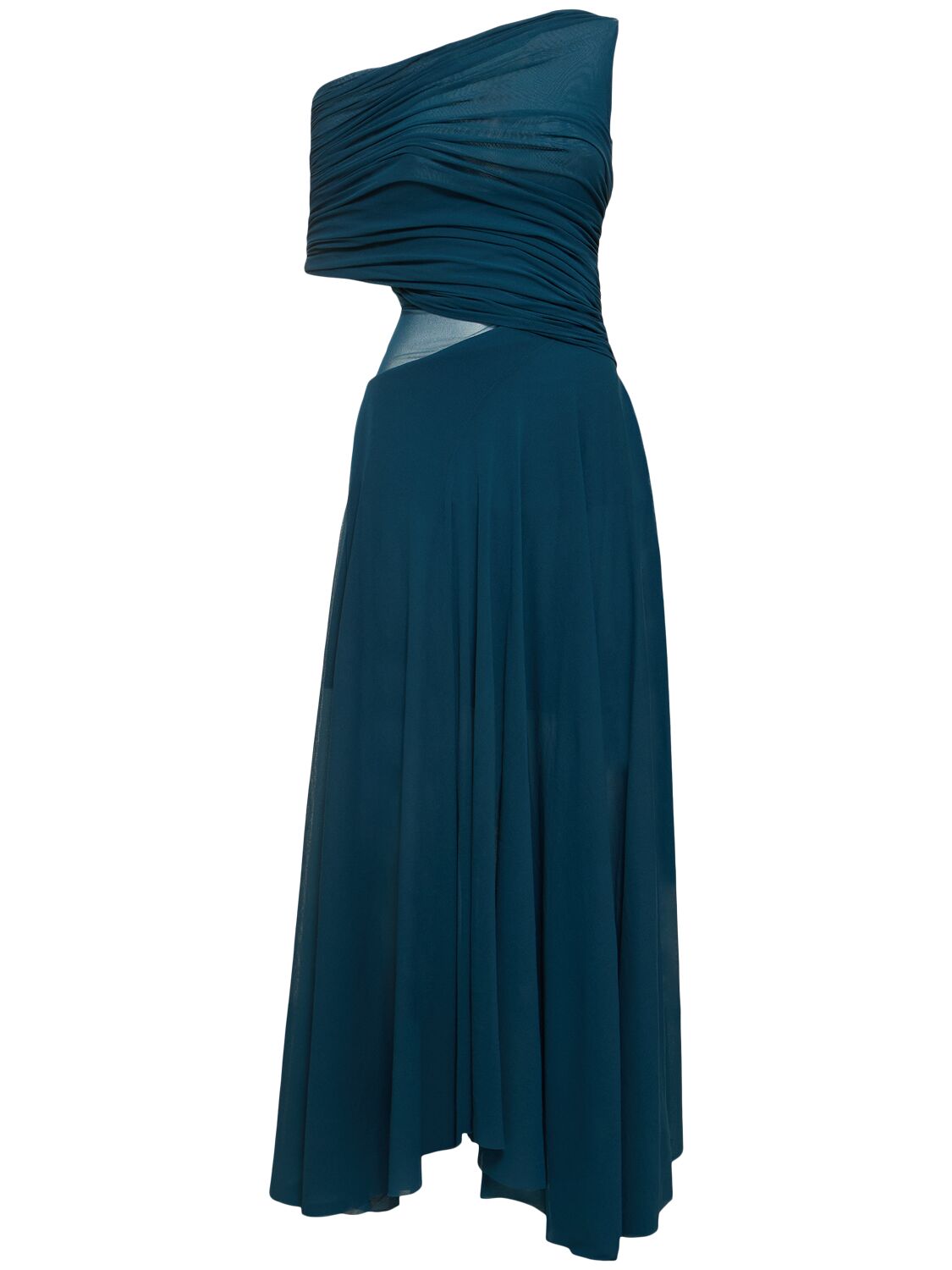 Philosophy Di Lorenzo Serafini Stretch Tulle Midi Dress In Blue