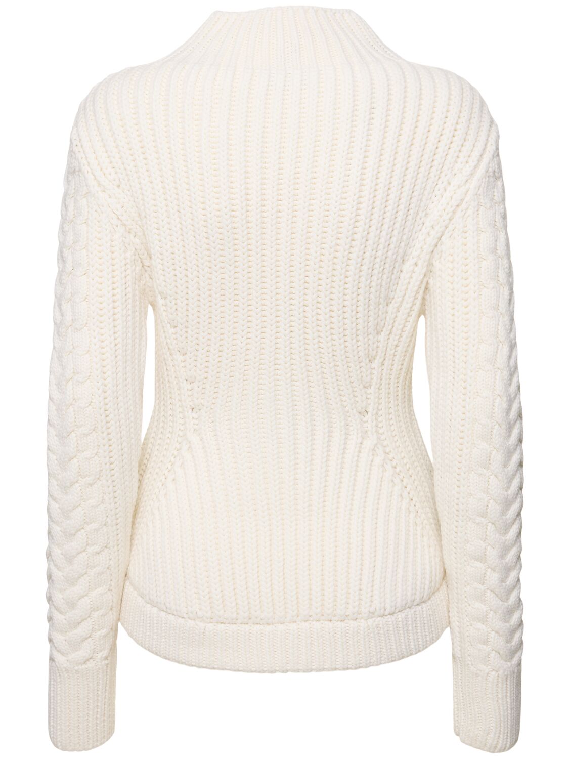 Nina Ricci Cable-knit Wool And Cashmere-blend Turtleneck Sweater In Beige