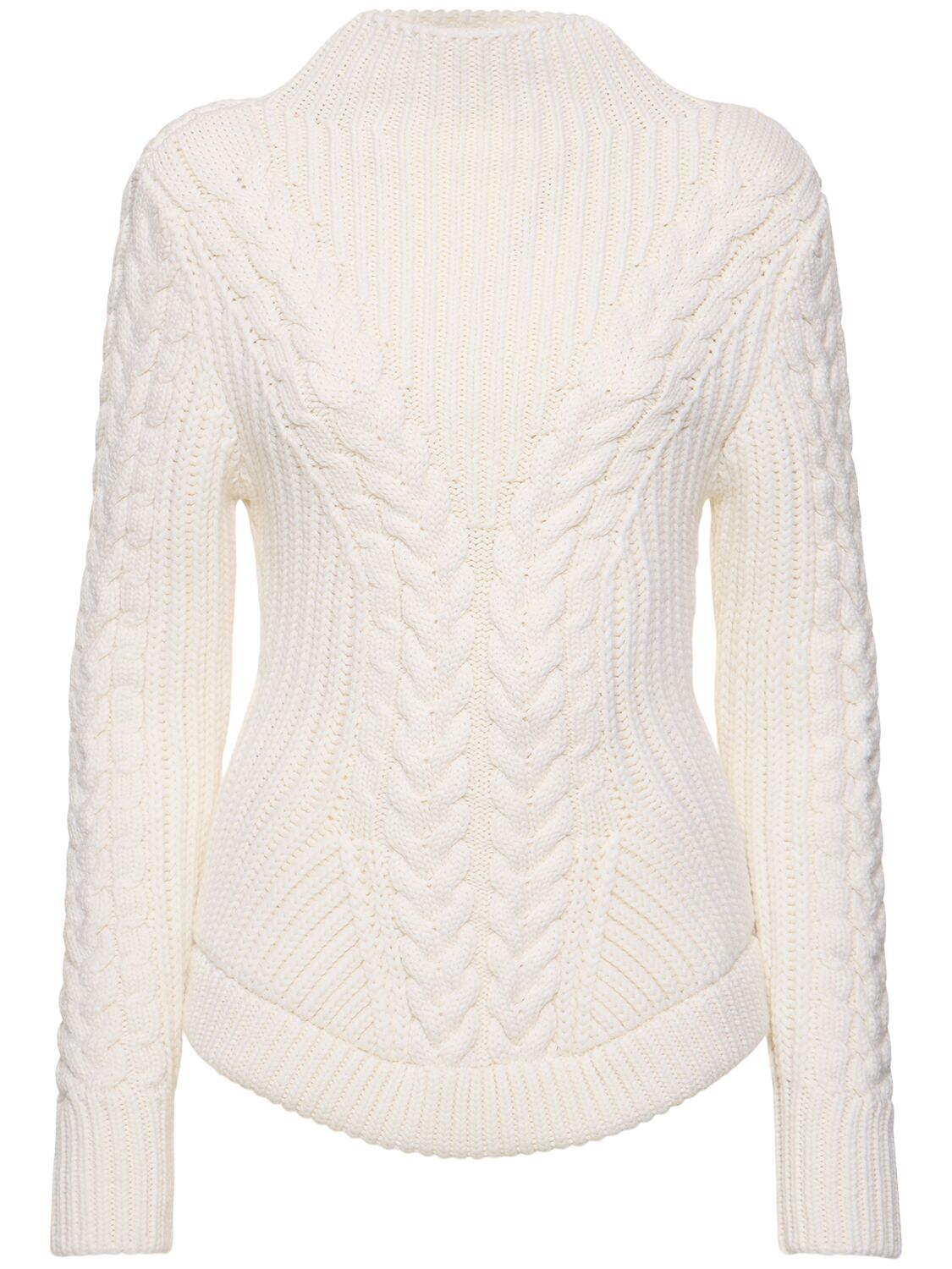 Nina Ricci Cable-knit Wool-blend Jumper In Beige