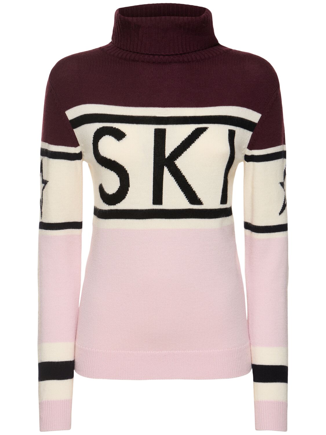 Shop Perfect Moment Schild Sweater In Bordeaux/white