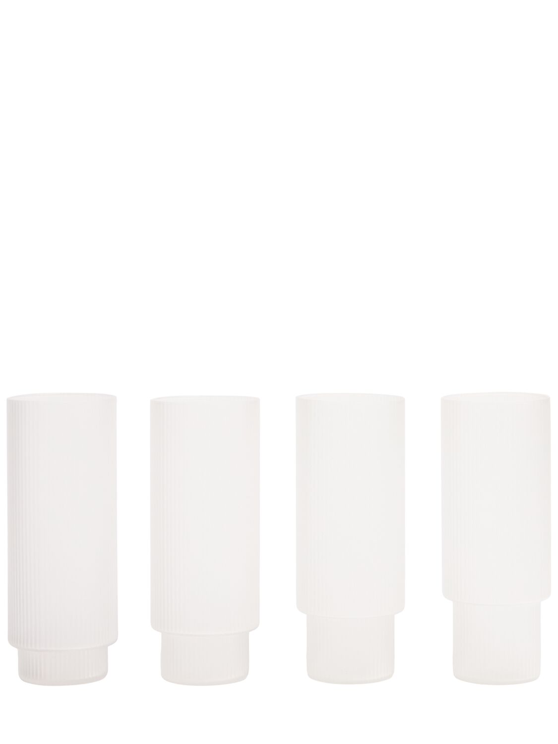 Ferm Living Set Of 4 Ripple Long Drink Glasses In White