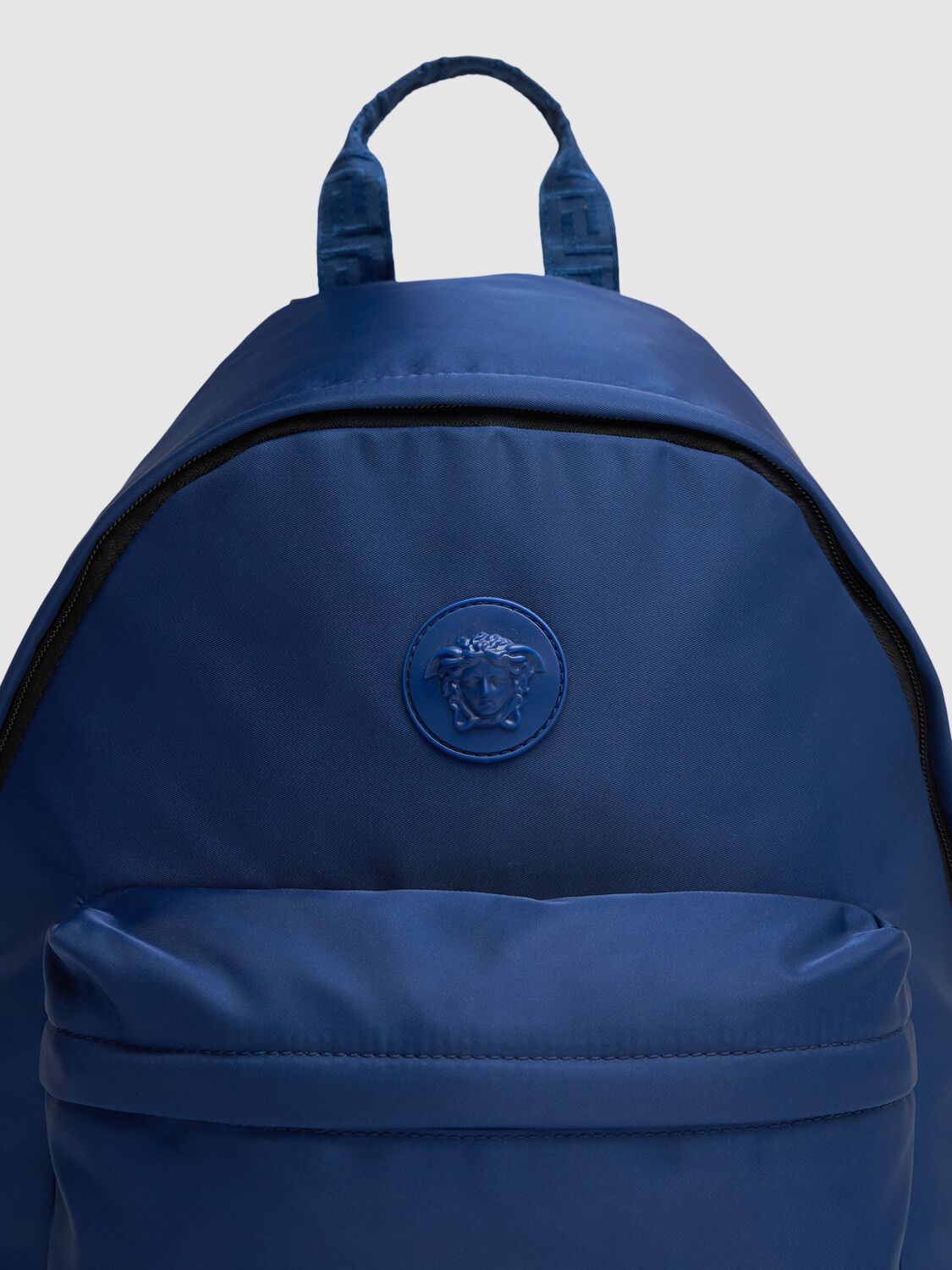 Shop Versace Poly Backpack W/logo Detail In Blue