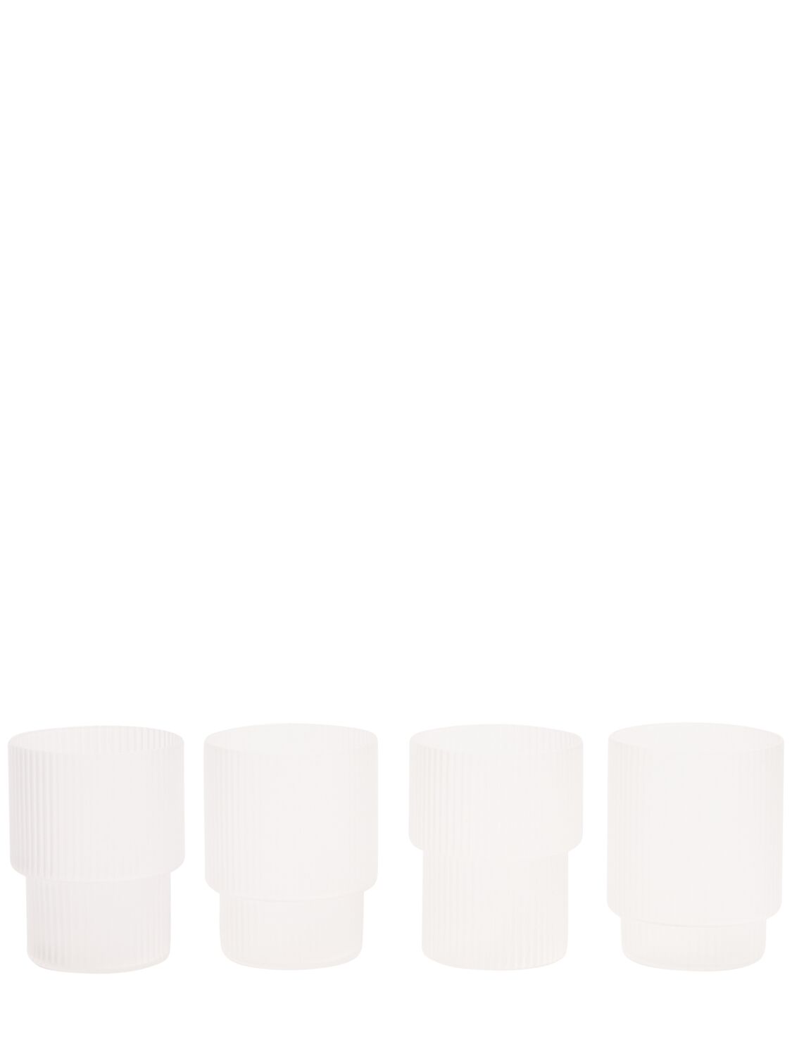 Ferm Living Set Of 4 Ripple Glasses In White