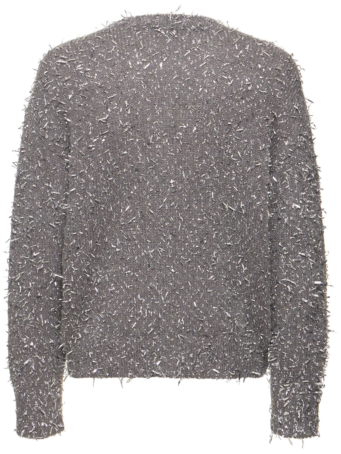 MSGM SILVER TEXTURED KNIT SWEATER 