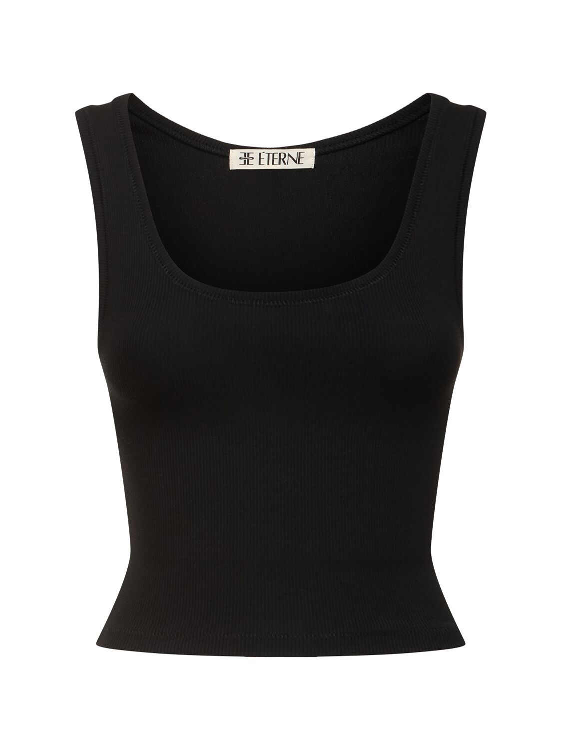 Shop Éterne Square Neck Jersey Tank Top In Black