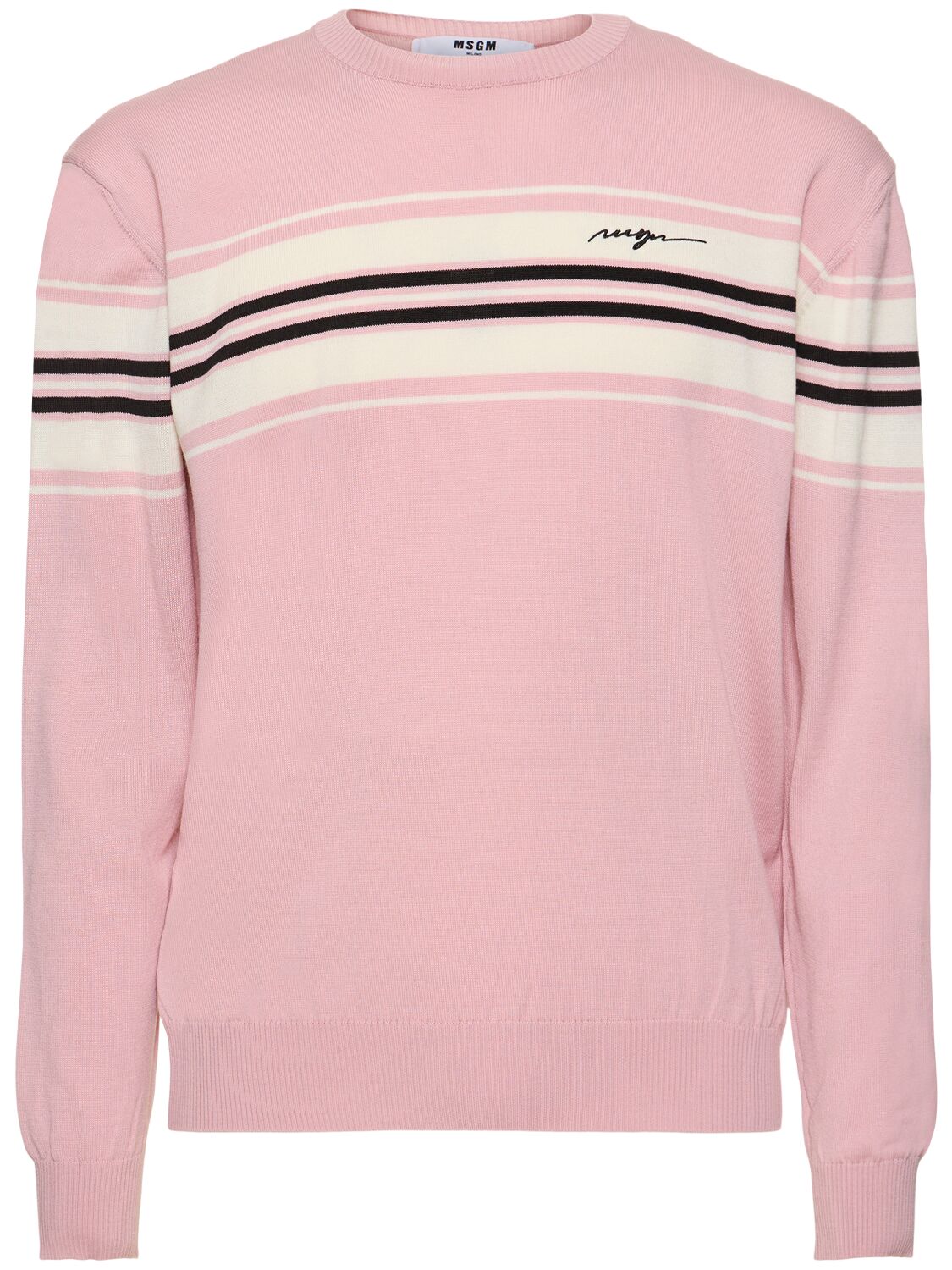 Msgm Polo Neck Knit Sweater In Pink