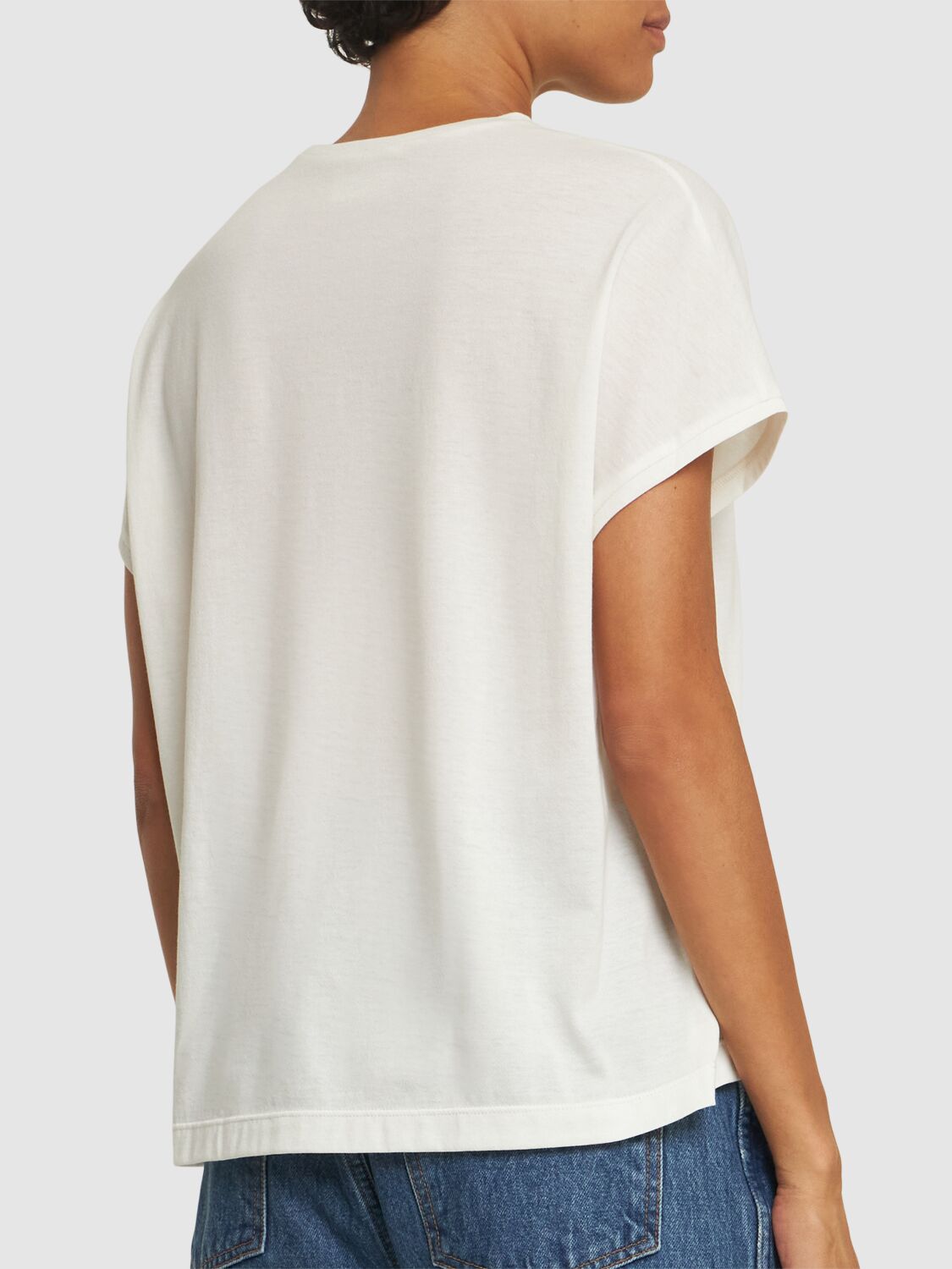 Khaite Devra Cotton Blend Jersey T-shirt In Cream