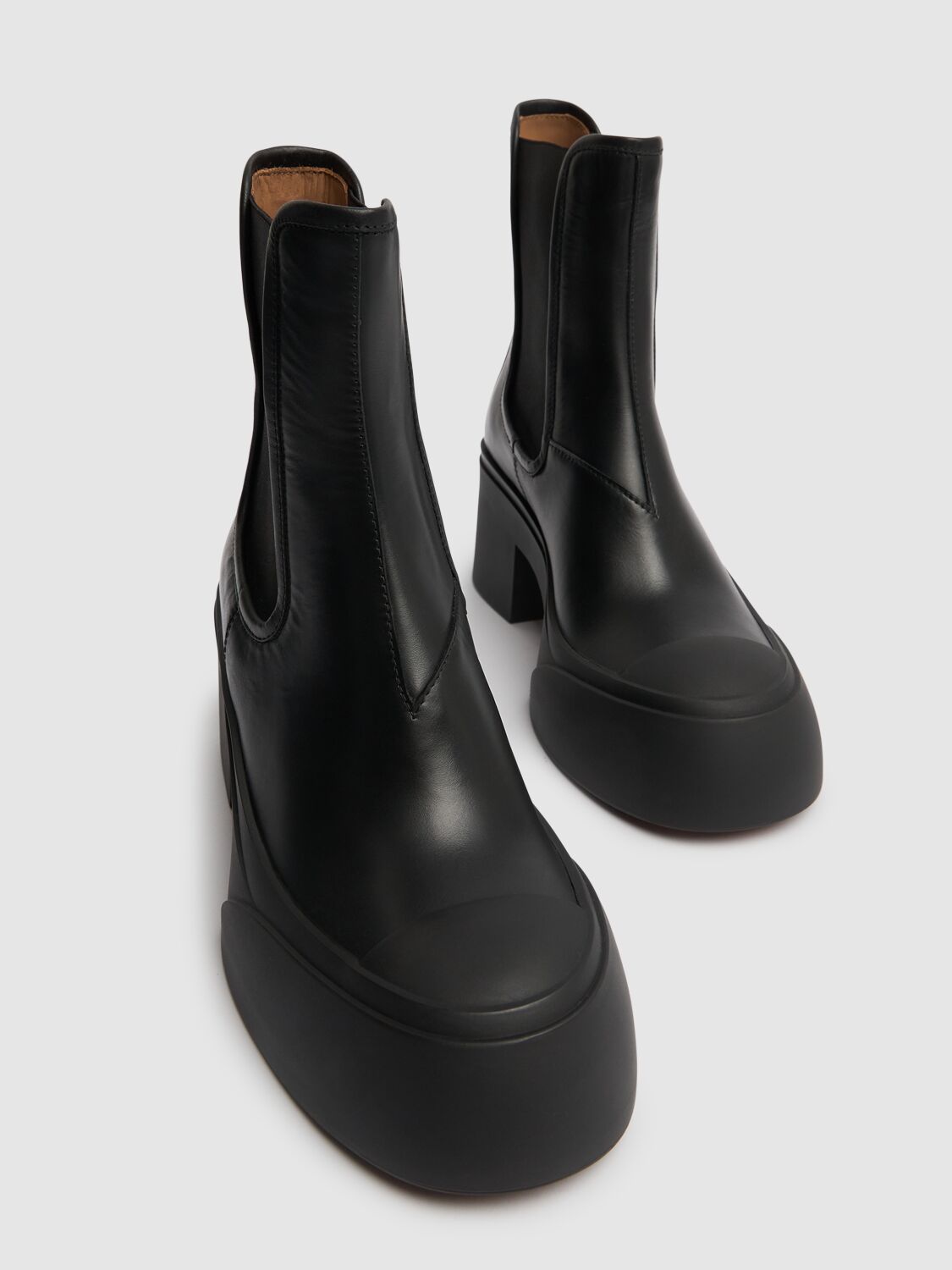 Shop Marni 60mm Leather Chelsea Boots In Black