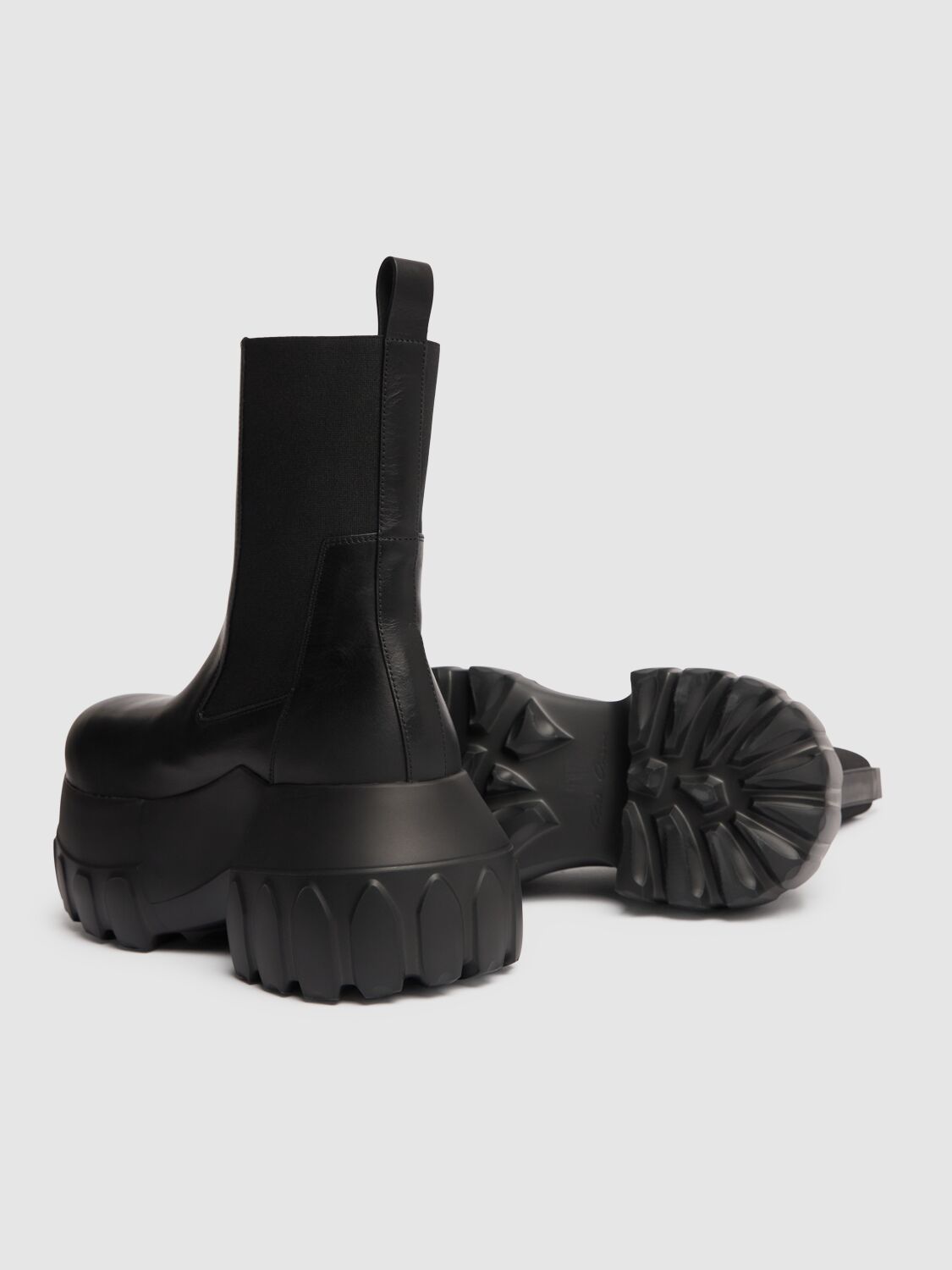 Shop Rick Owens 60mm Beatle Mega Tractor Leather Boots In Black