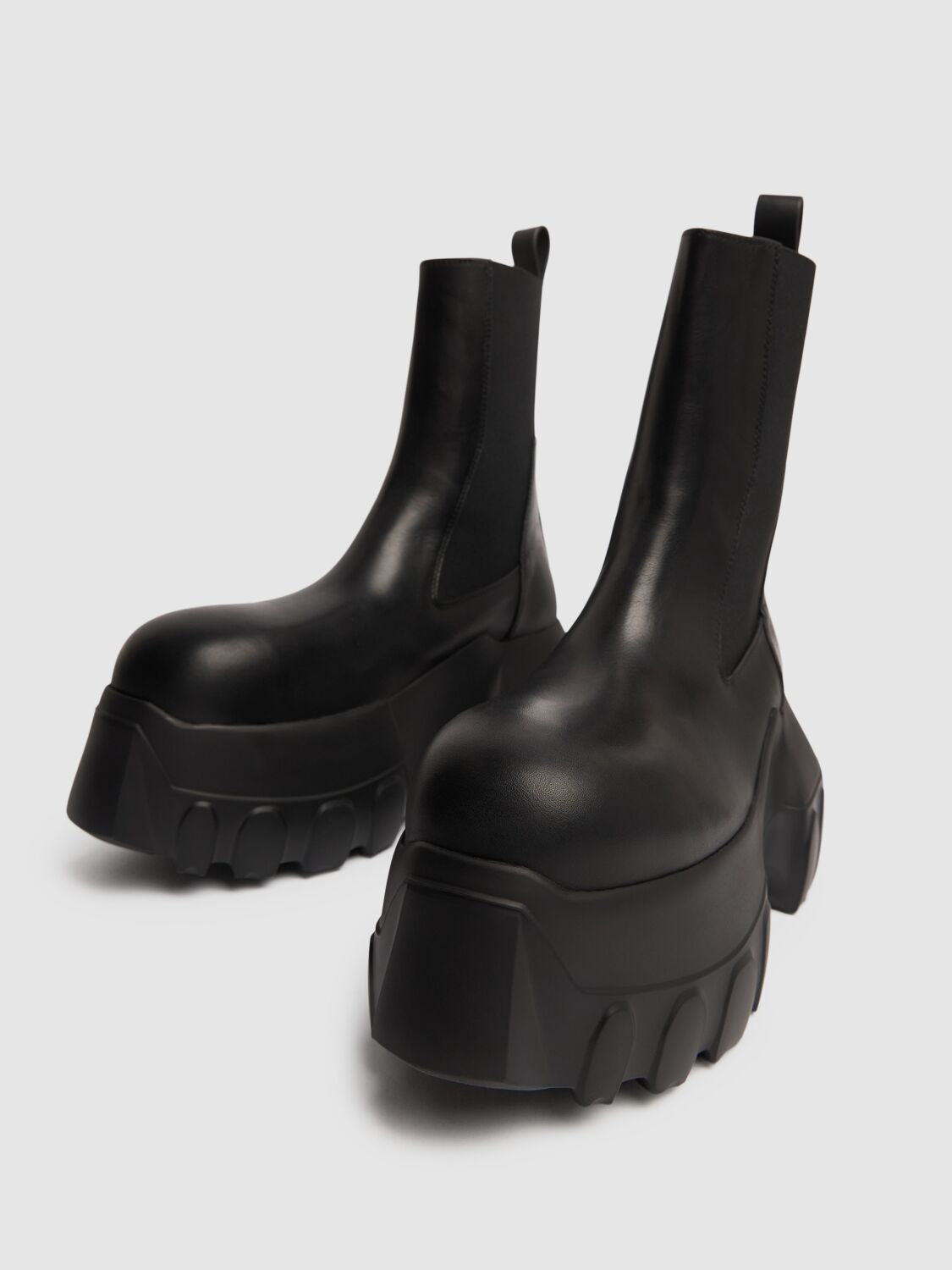 Shop Rick Owens 60mm Beatle Mega Tractor Leather Boots In Black