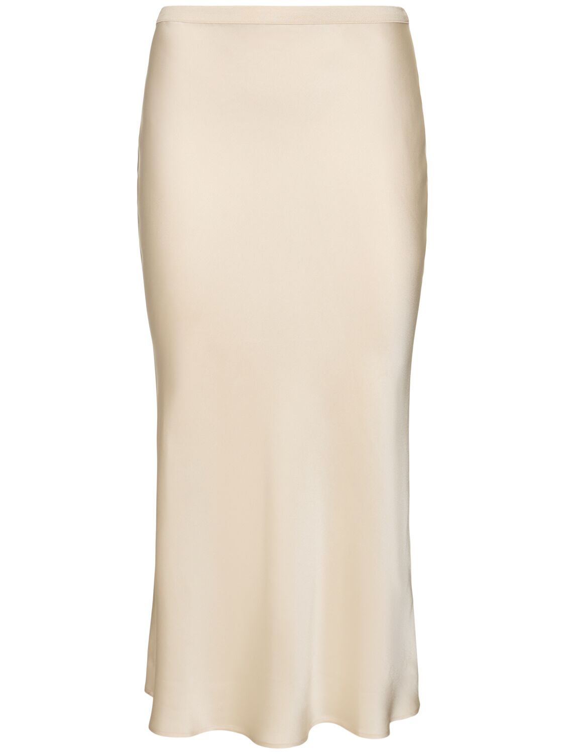 Shop Anine Bing Bar Satin Midi Skirt In Beige