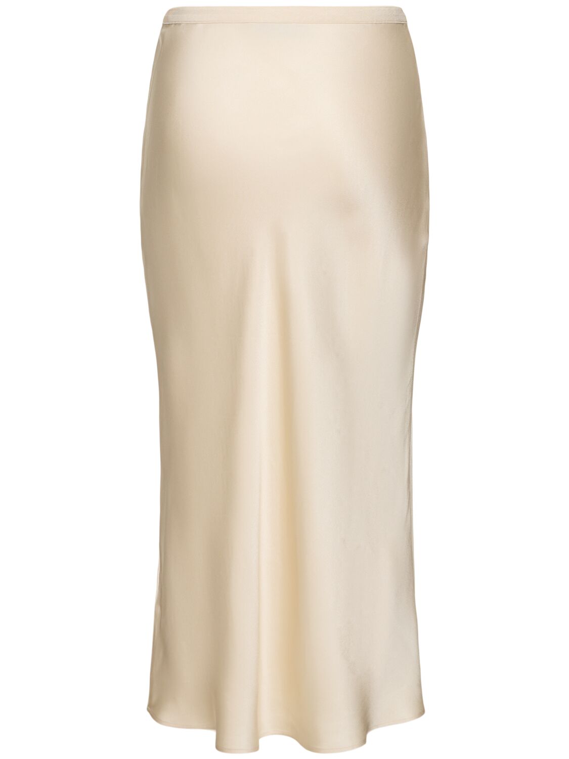 Shop Anine Bing Bar Satin Midi Skirt In Beige