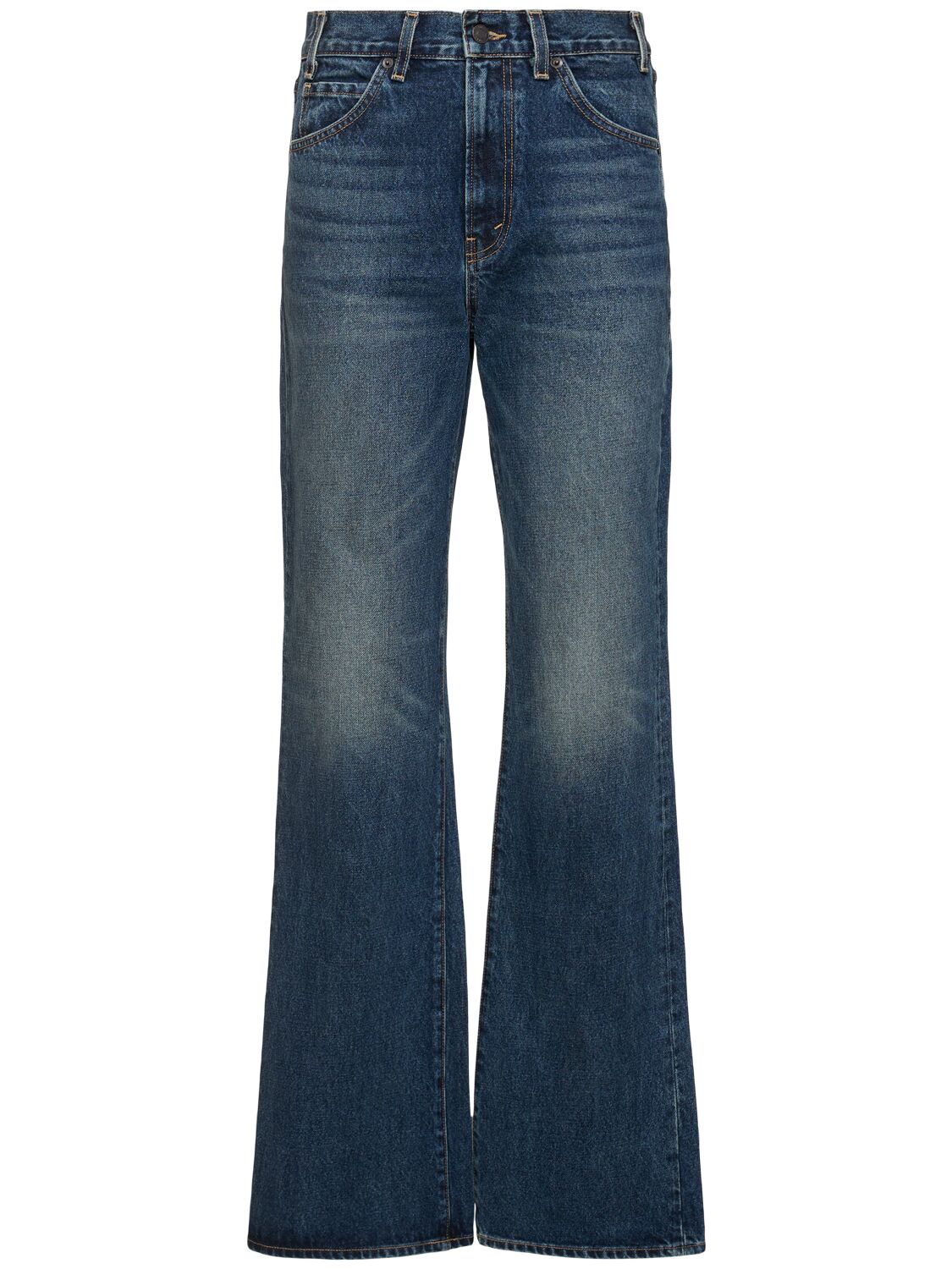 Nili Lotan Joan High Rise Flared Cotton Jeans In Blue