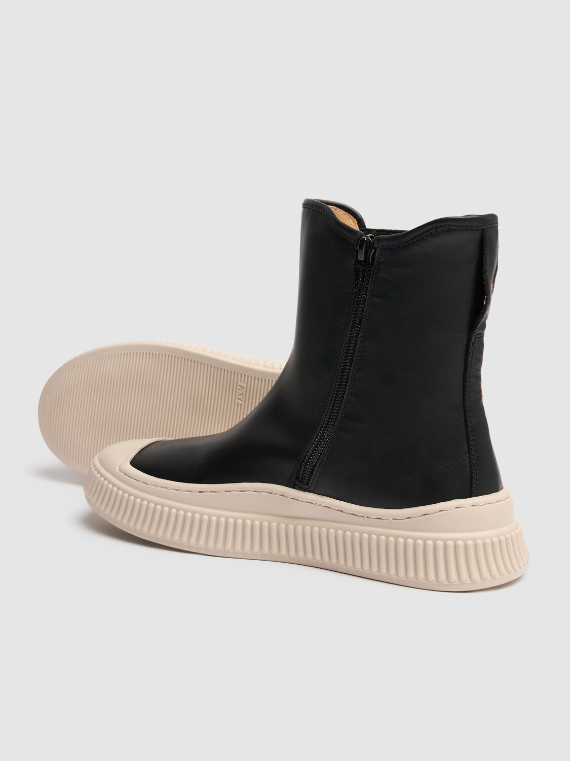 Shop Marni Junior Leather High Sneakers In Black