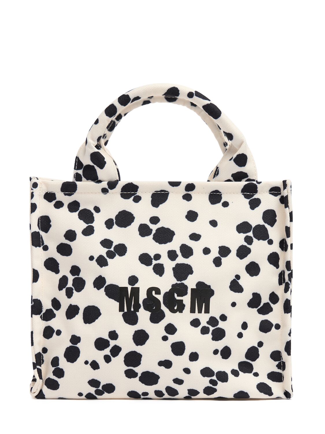 Msgm Small Monogram Printed Tote Bag In Black