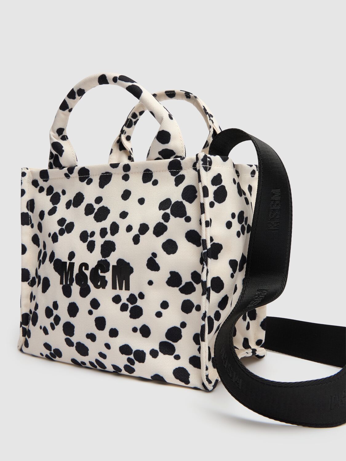 Shop Msgm Small Monogram Printed Tote Bag In White