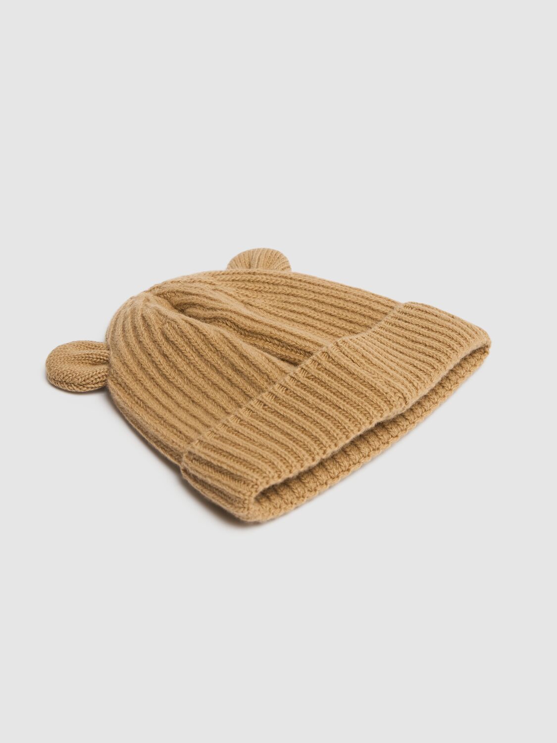 Shop Il Gufo Wool Knit Beanie W/ Ears In Beige