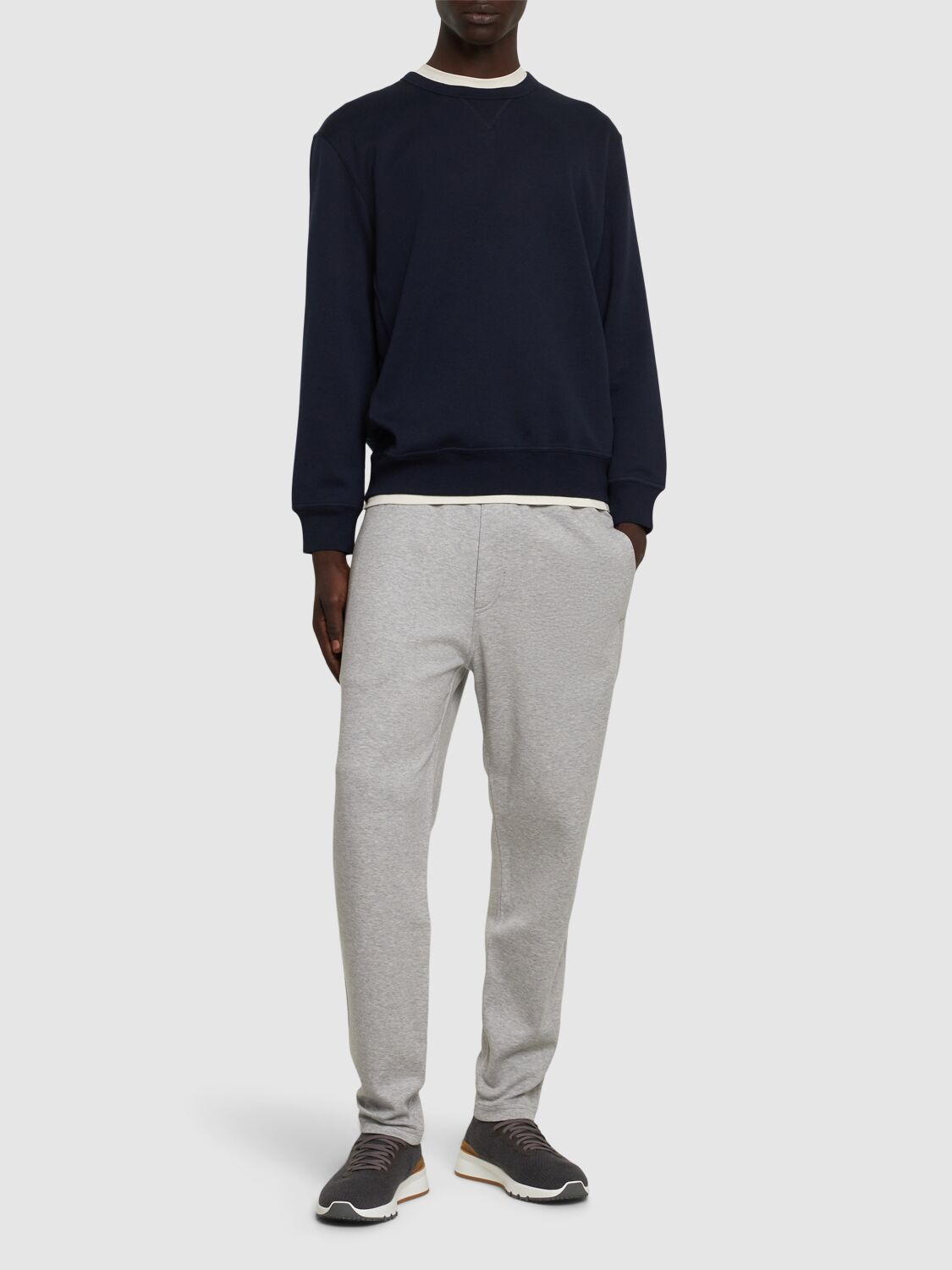 Shop Brunello Cucinelli Fine Crewneck Sweatshirt In Blue Cobalt