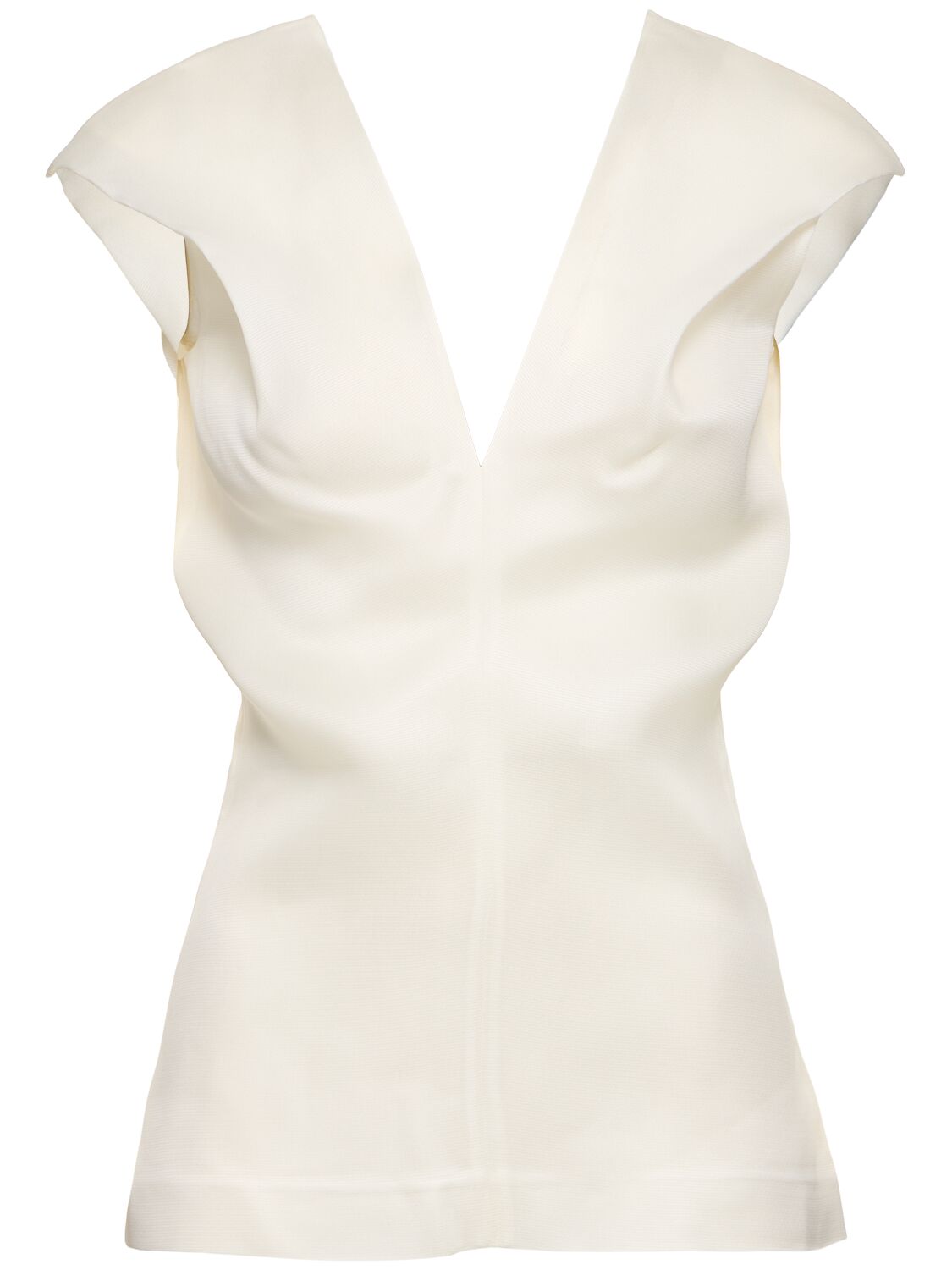 Shop Khaite Ami Silk Satin Top In White