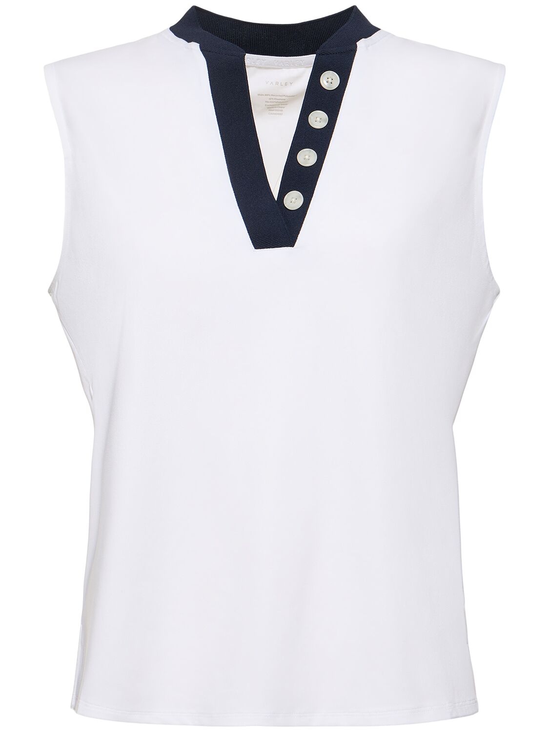 Shop Varley Club Shelby Performance Tank Top In White/blue Nigh