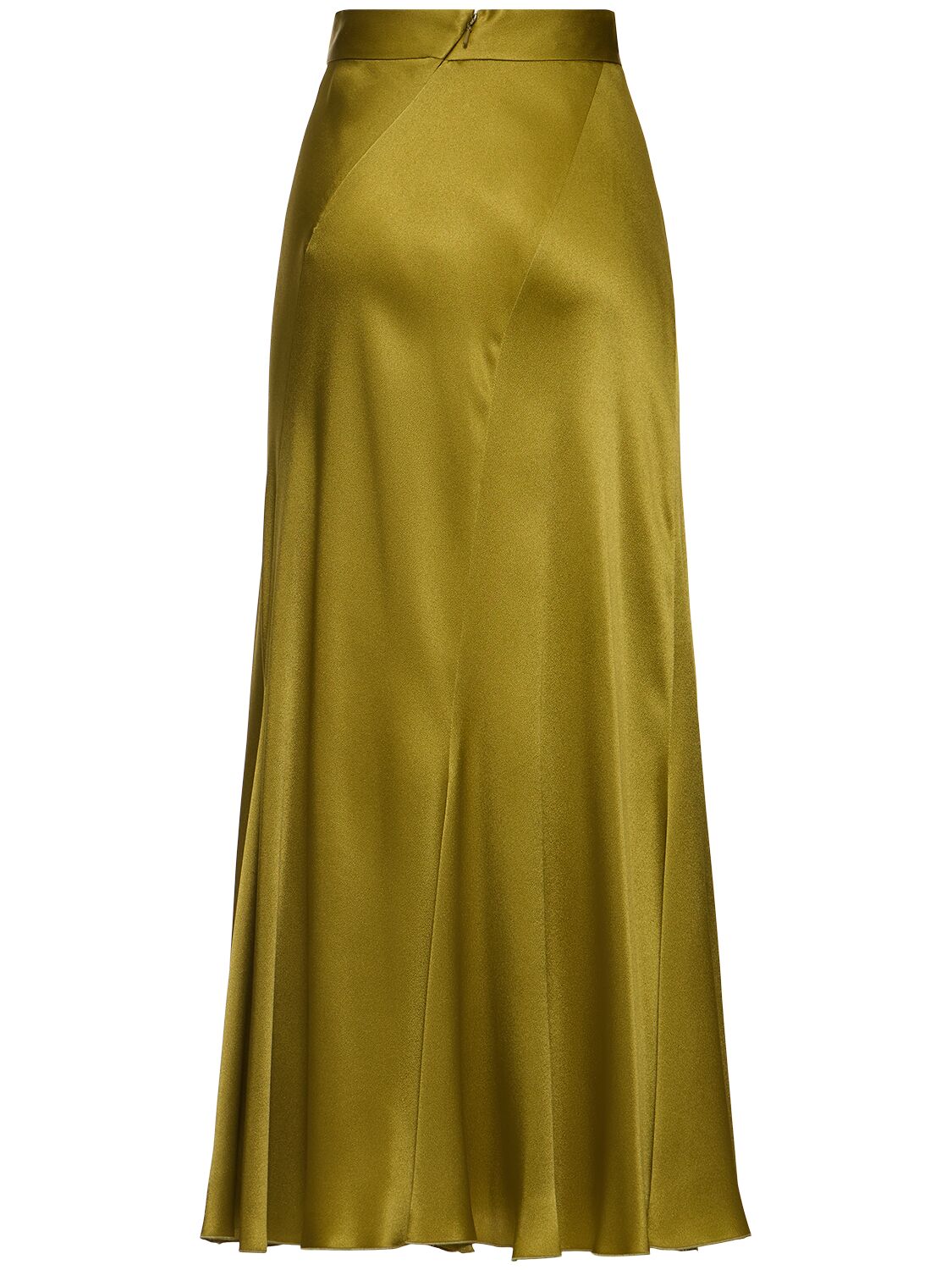 Shop Alberta Ferretti Satin Midi Skirt In Green