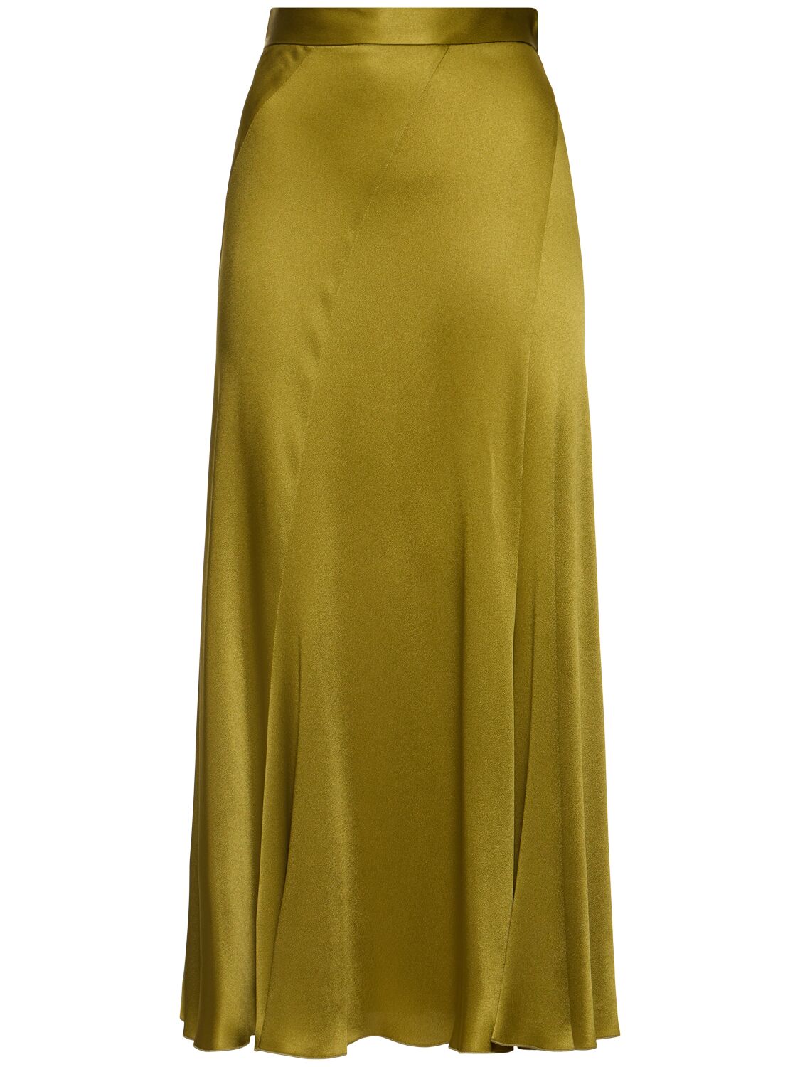 Alberta Ferretti Satin Midi Skirt In Green