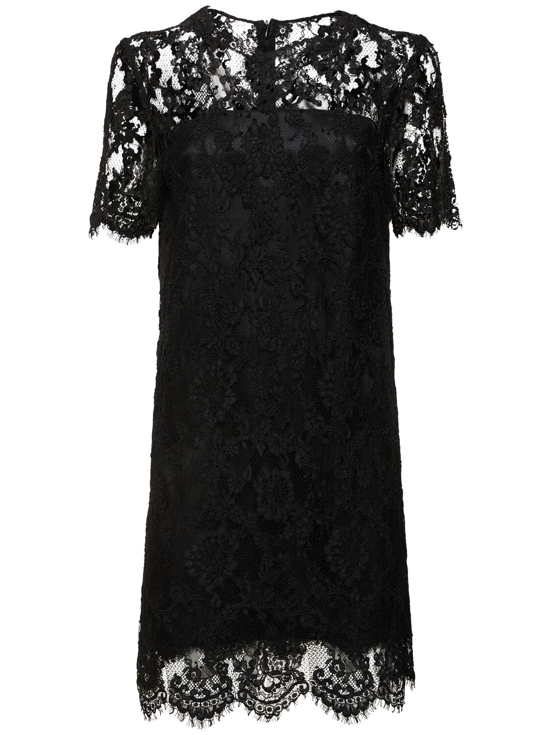 Shop Ermanno Scervino Short Sleeve Lace Mini Dress In Black