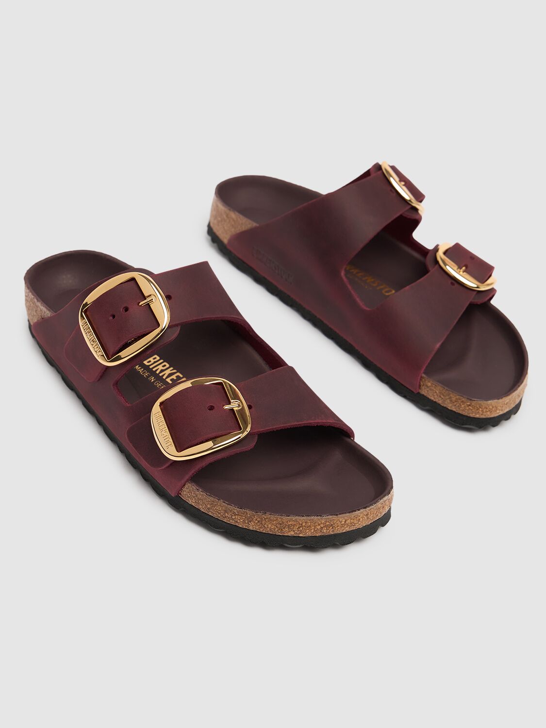 Shop Birkenstock Arizona Big Buckle Sandals In Burgundy