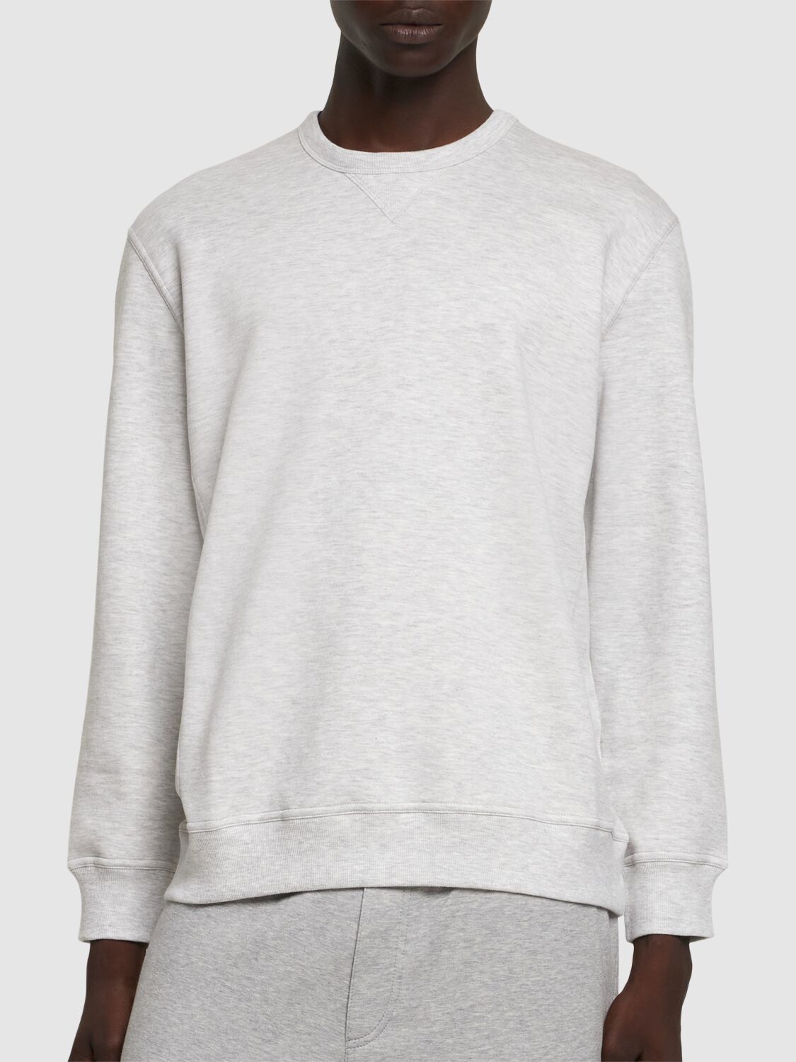 Shop Brunello Cucinelli Fine Crewneck Sweatshirt In Grigio Perla