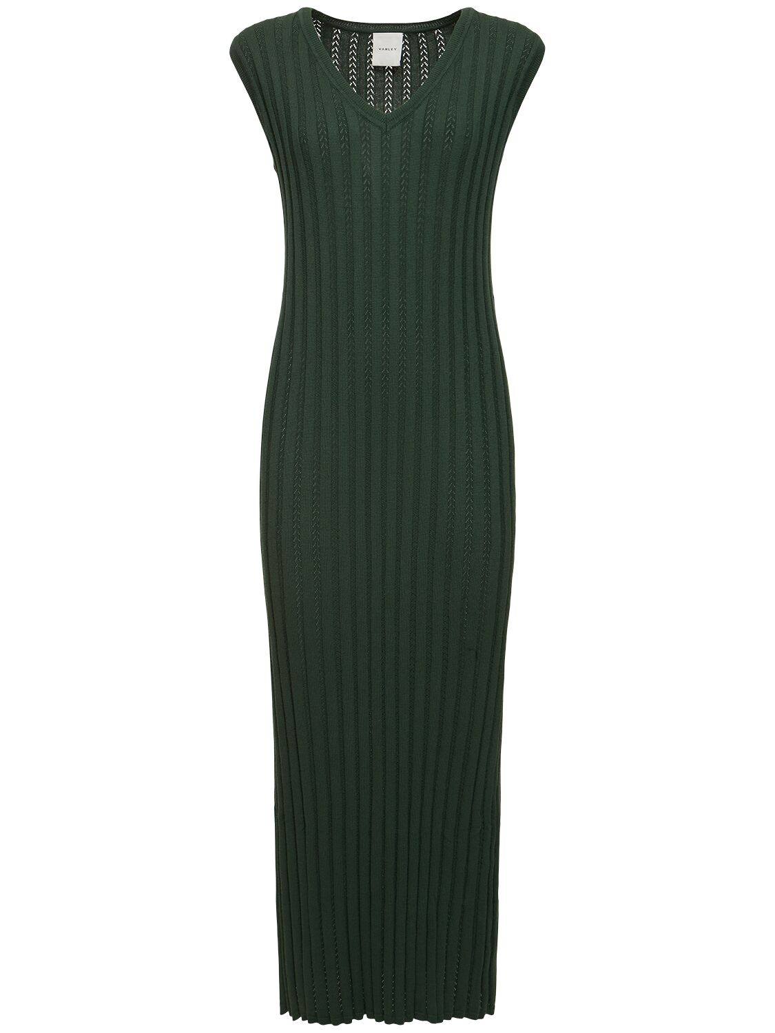 Varley Christine Cotton Knit Maxi Dress In Green