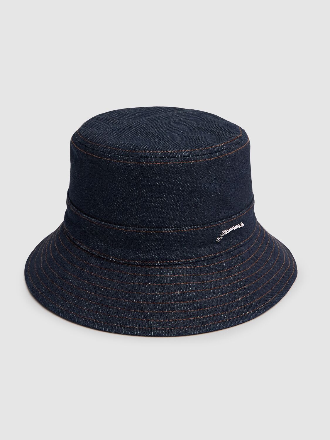 GANNI SIGNATURE RECYCLED DENIM BUCKET HAT 