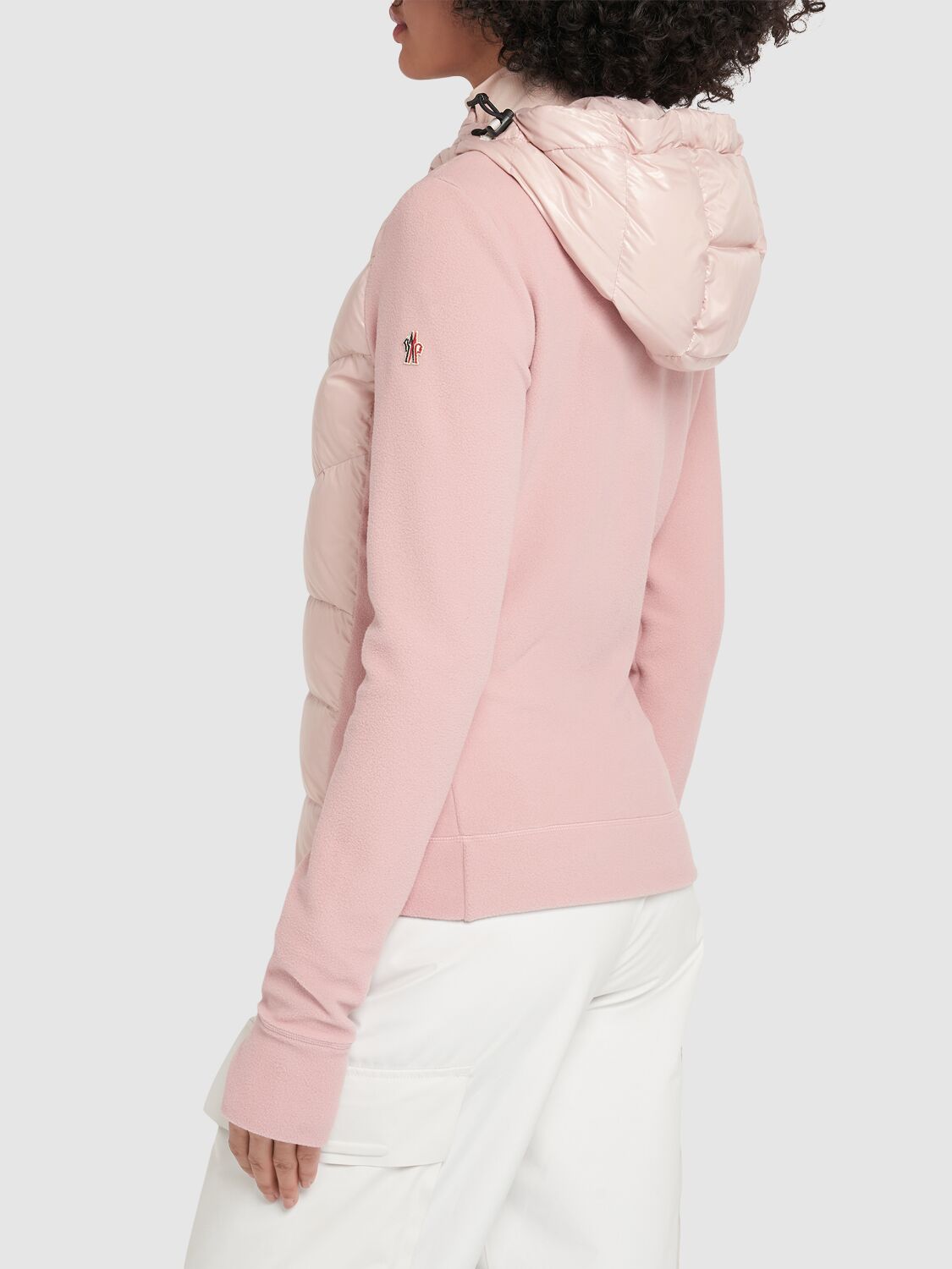 Shop Moncler Zip-up Nylon Down Cardigan In Pink